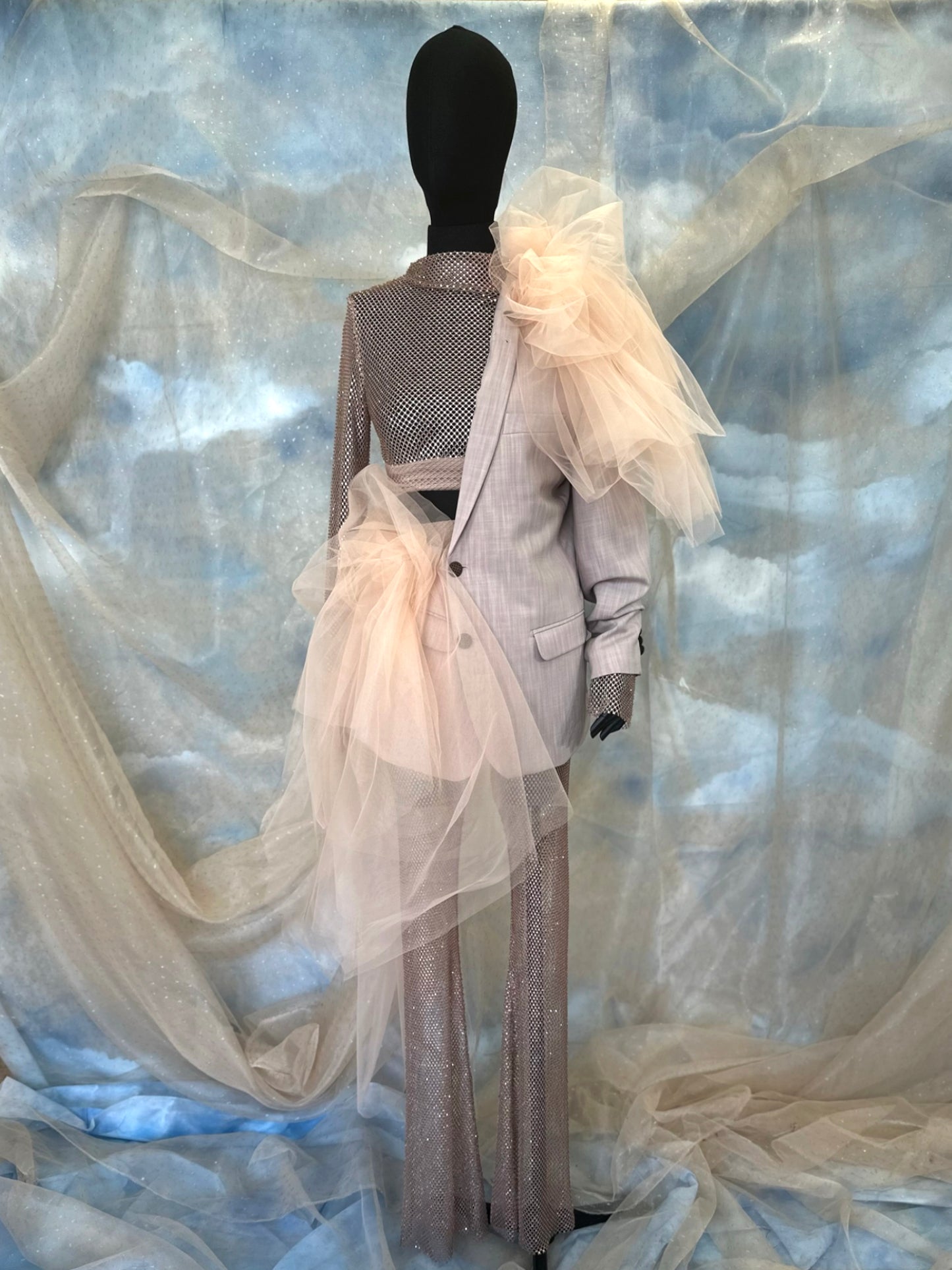 Asymmetrical Jacket With Tulle Frills