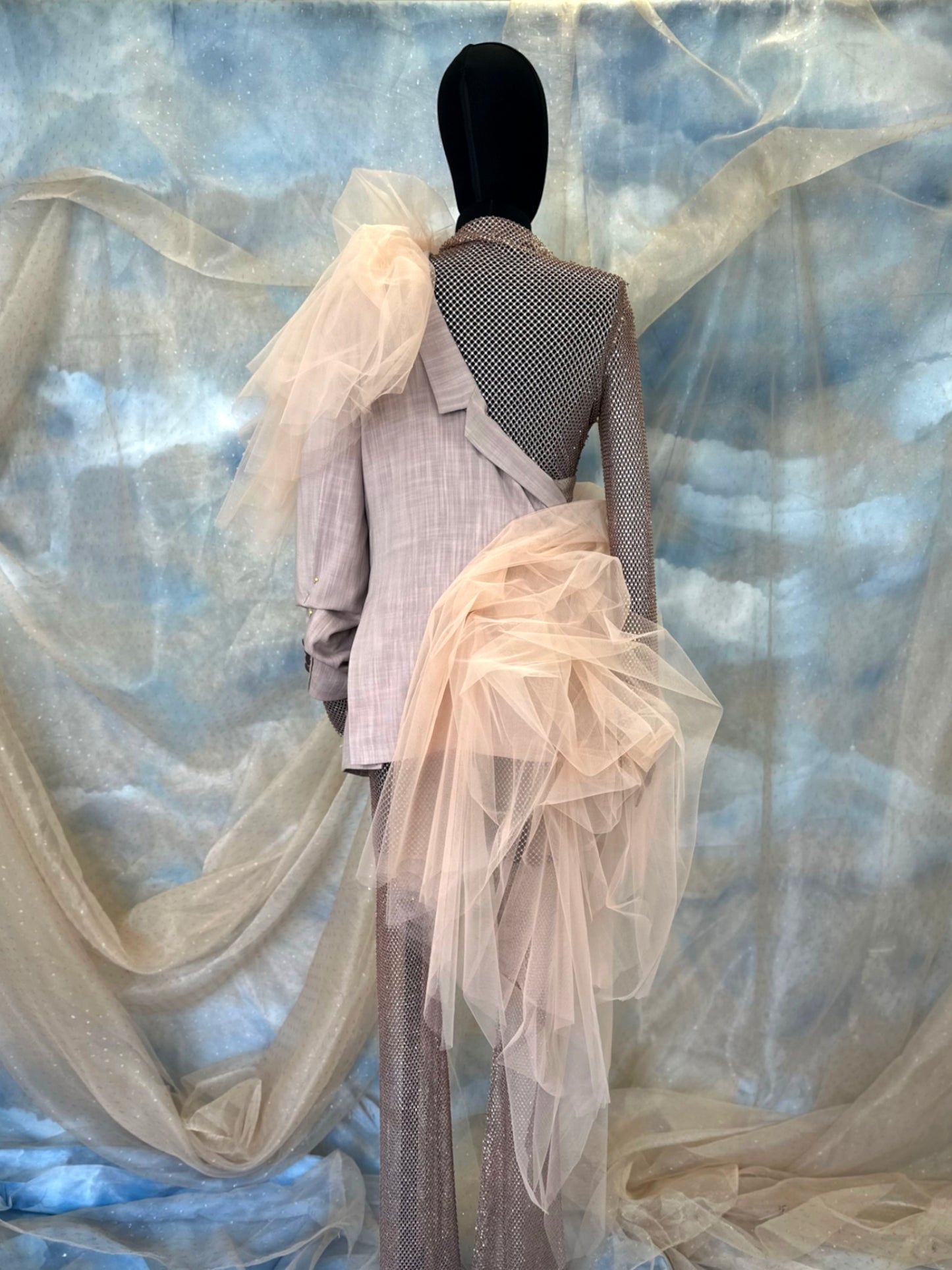 Asymmetrical Jacket With Tulle Frills