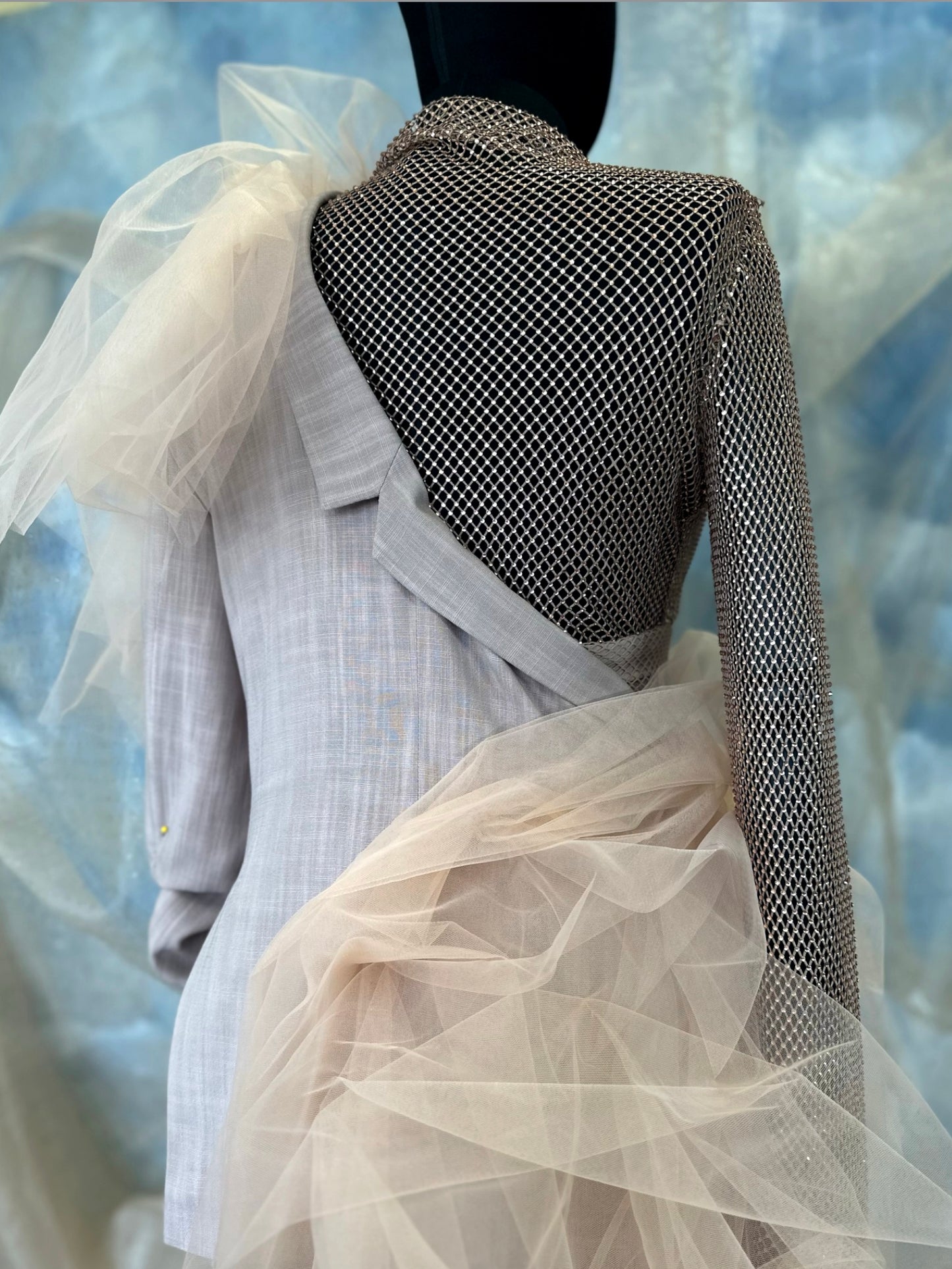 Asymmetrical Jacket With Tulle Frills