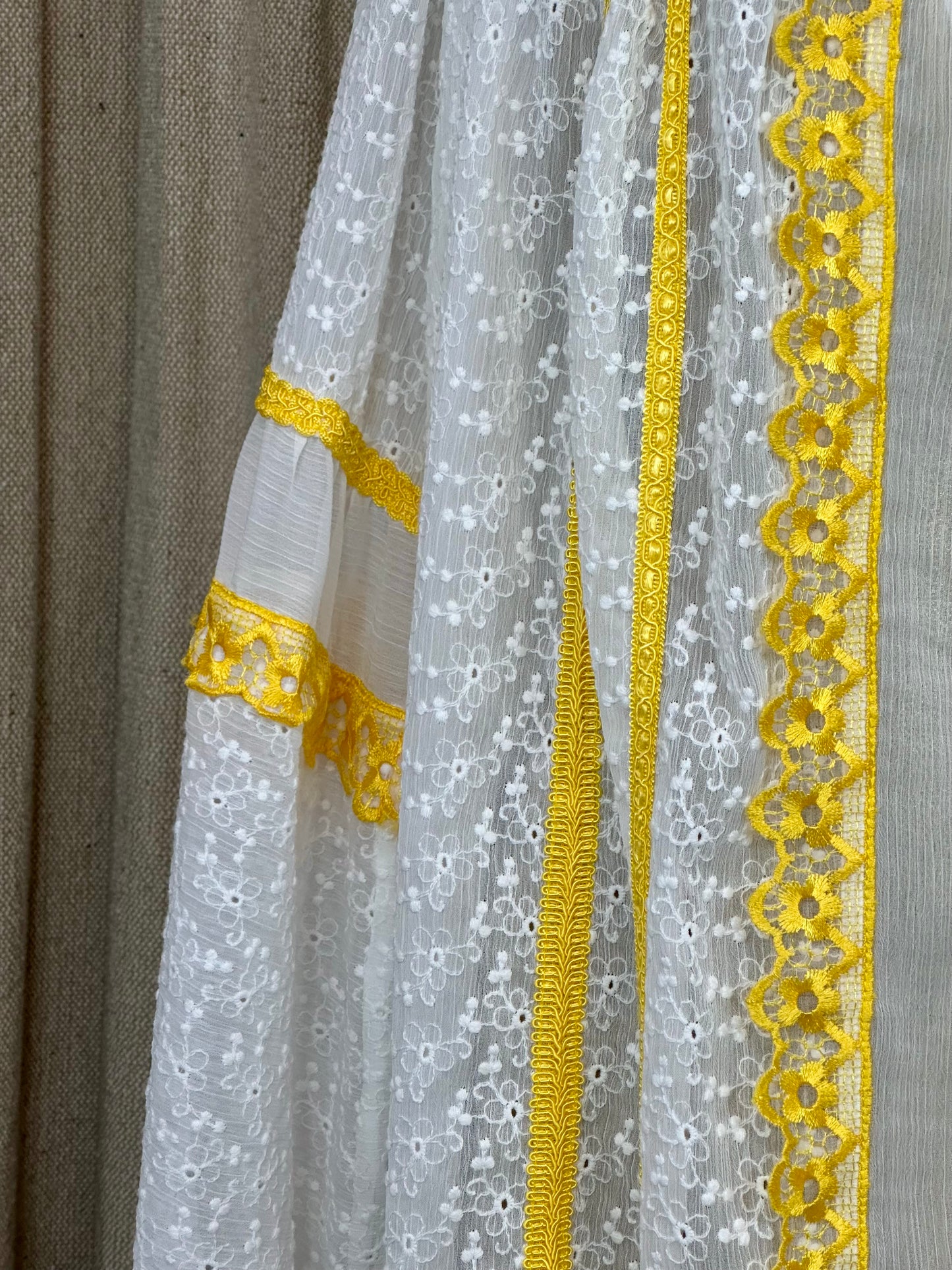 White Romanian Blouse with Yellow Details