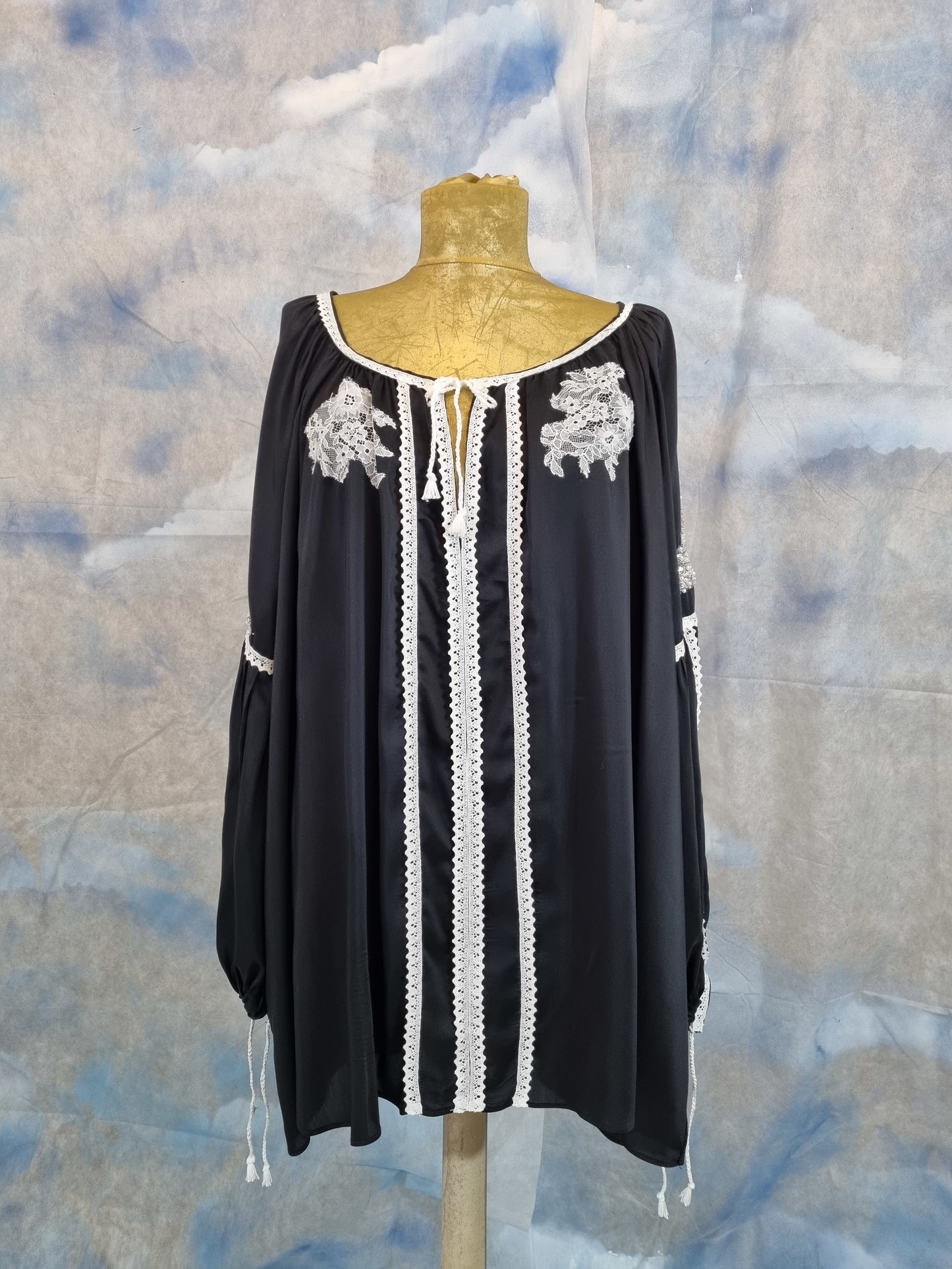 Black and White Romanian Blouse