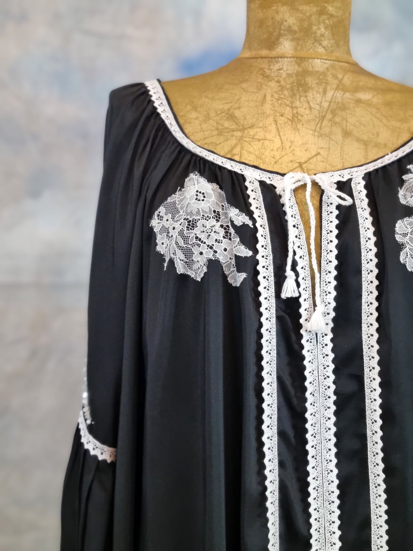 Black and White Romanian Blouse