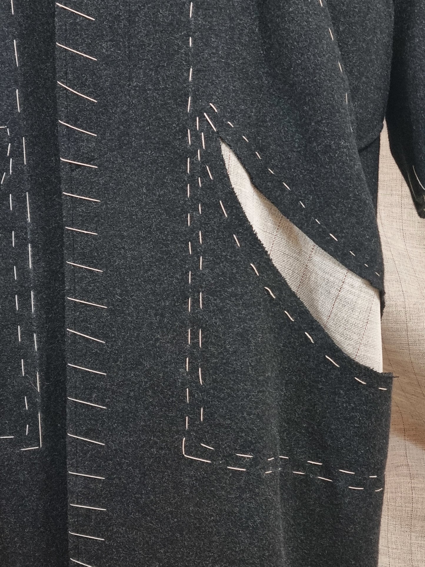 Long Coat With Fringe And Handmade Decorative Stitches