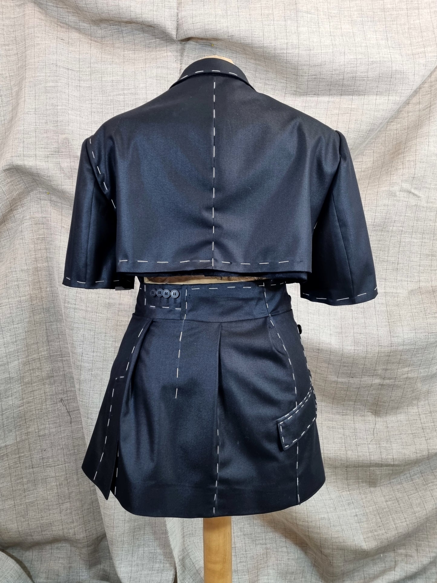 Cropped Jacket With Handmade Decorative Stitching