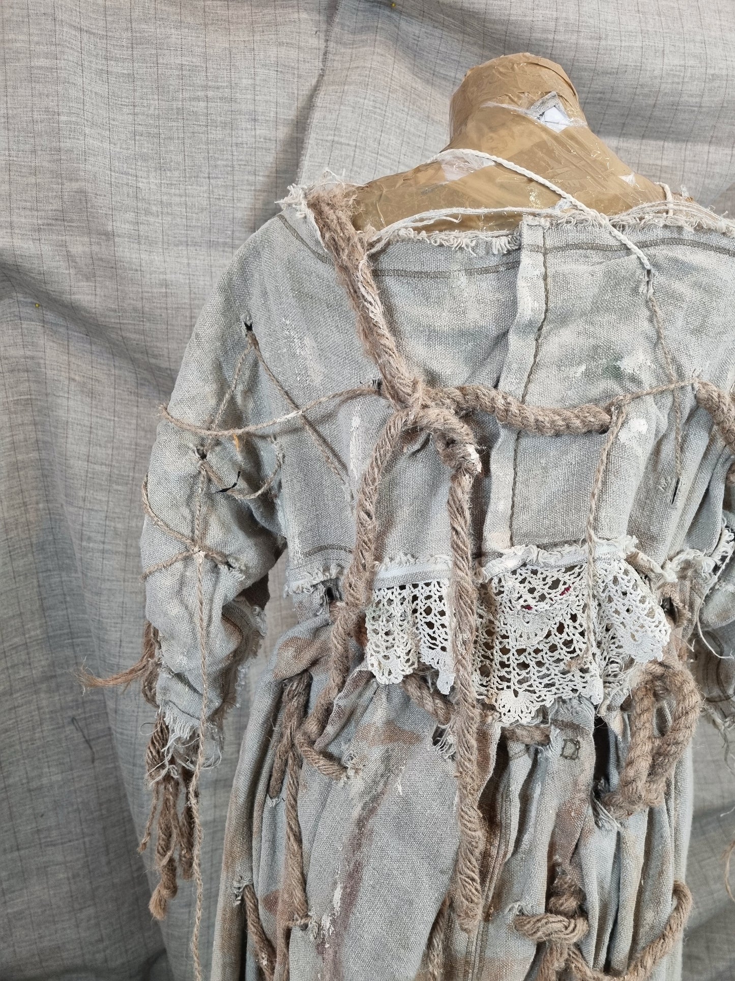 Hand-Painted Dress With Threaded String