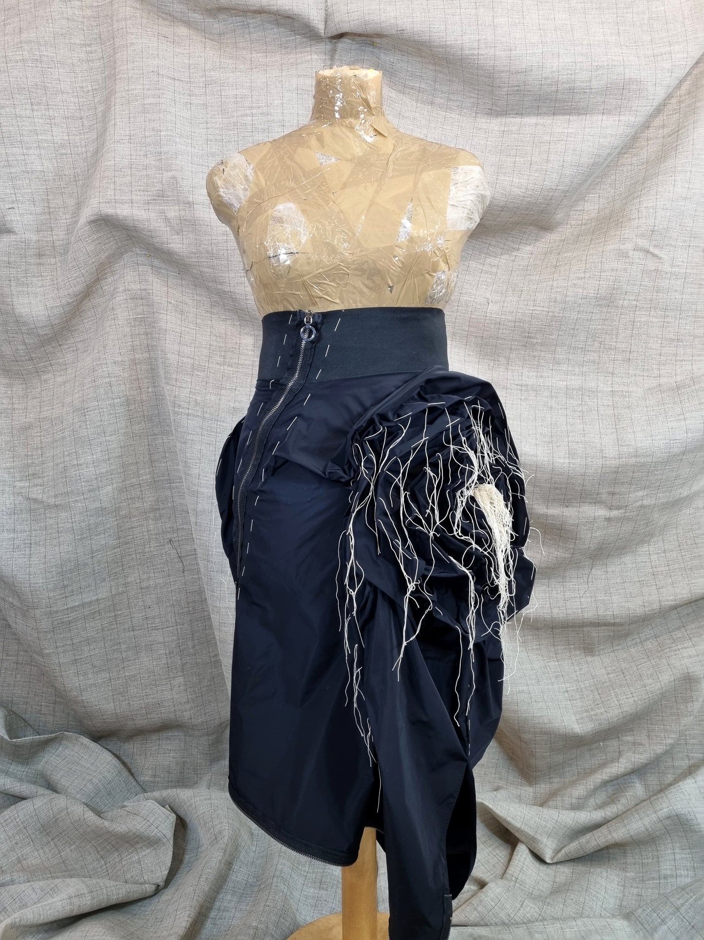Black Roses Skirt With Handmade Decorative Stitching