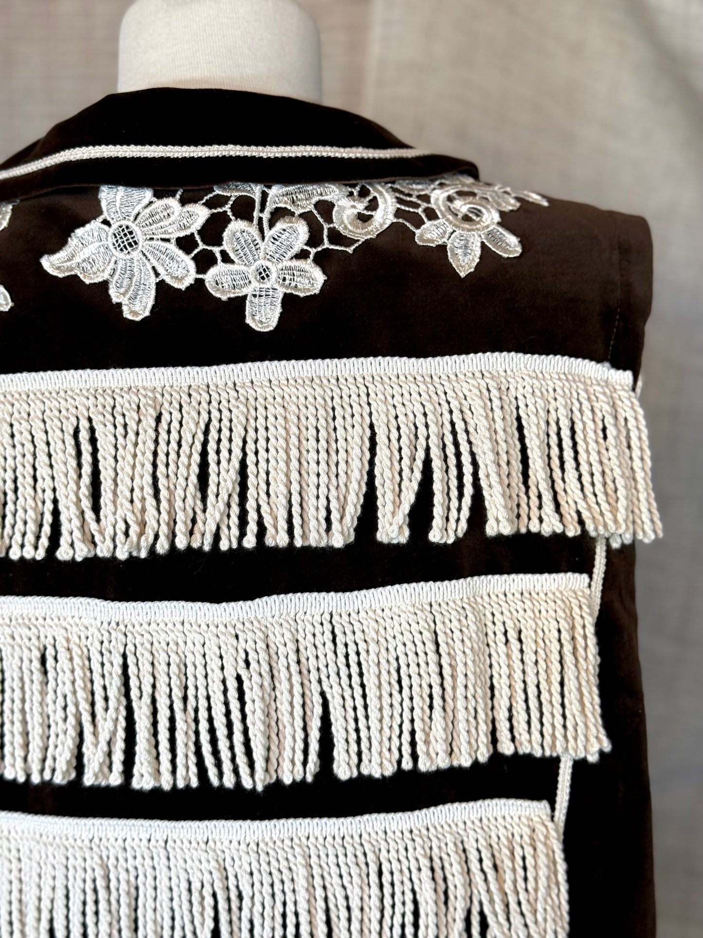 Black Vest with Ivory Details