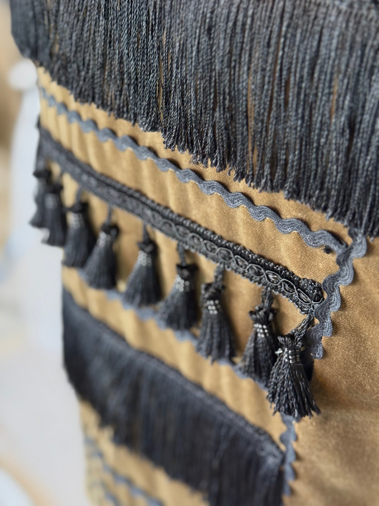 Khaki Velvet Vest with Black Details