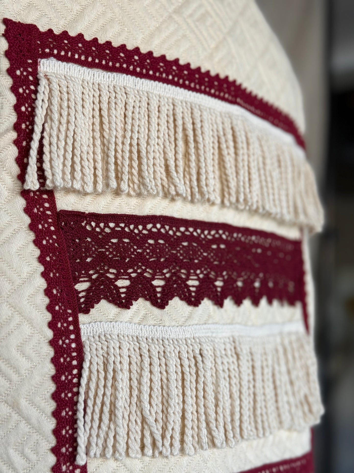 Brocade Vest with Burgundy Details