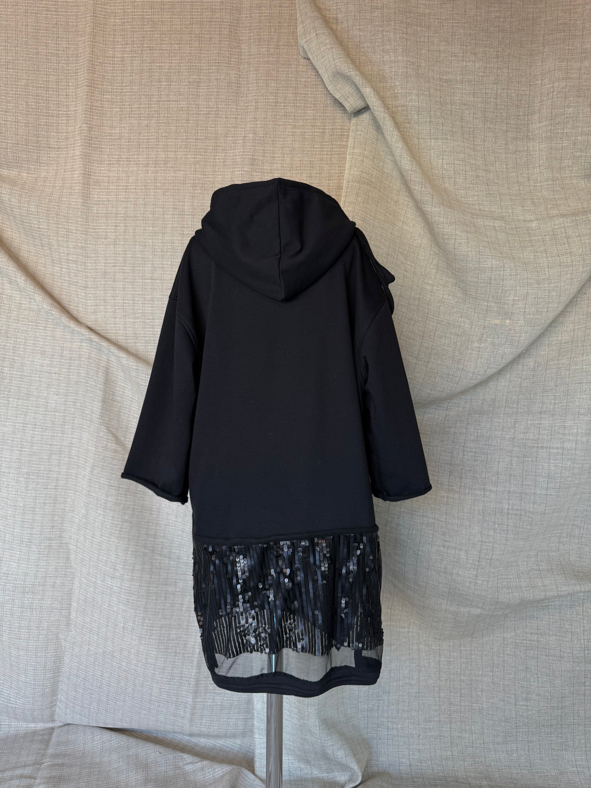 Black Hoodie With Sequin Details