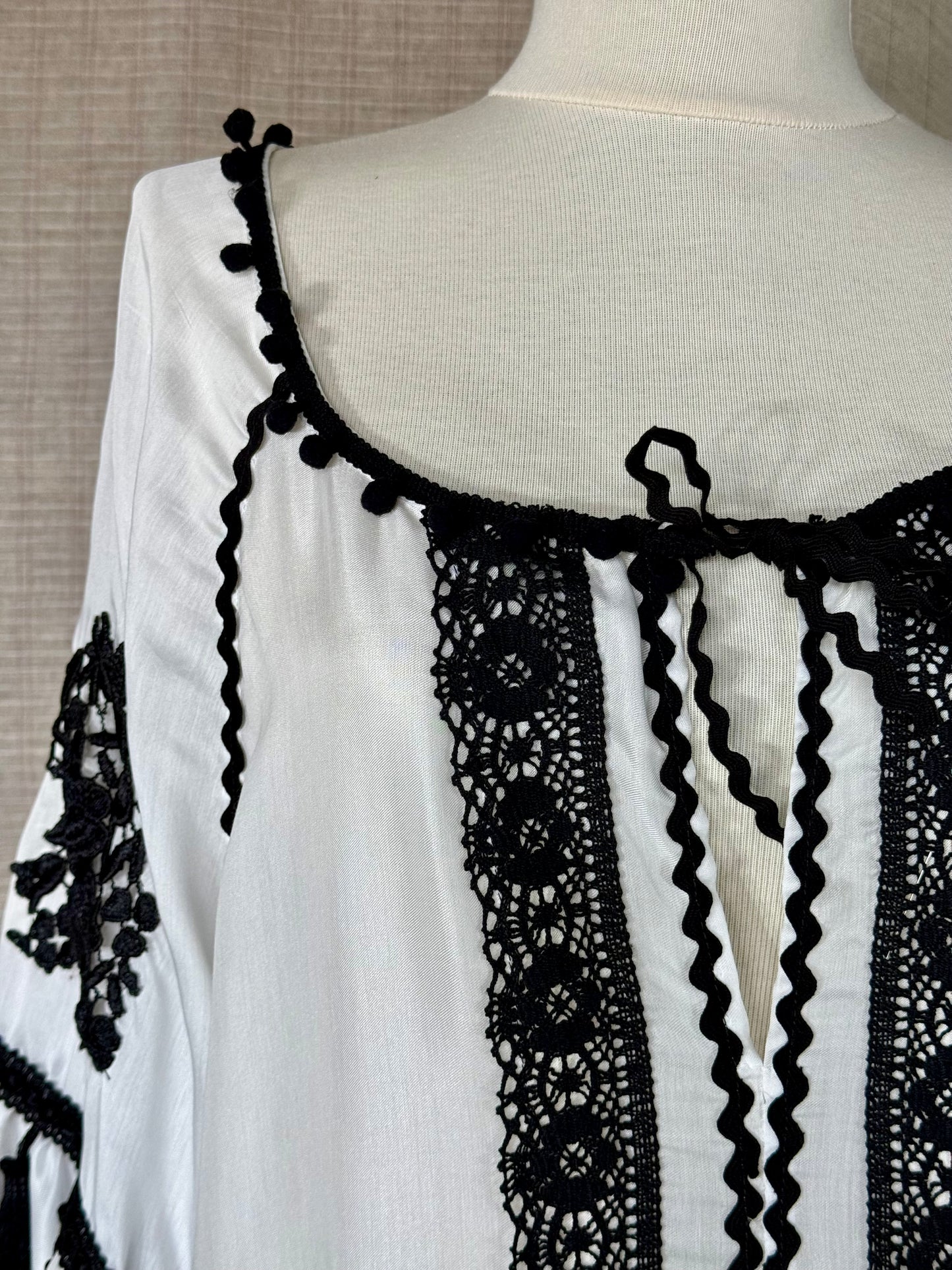 Folklore-inspired Dress with Black Details