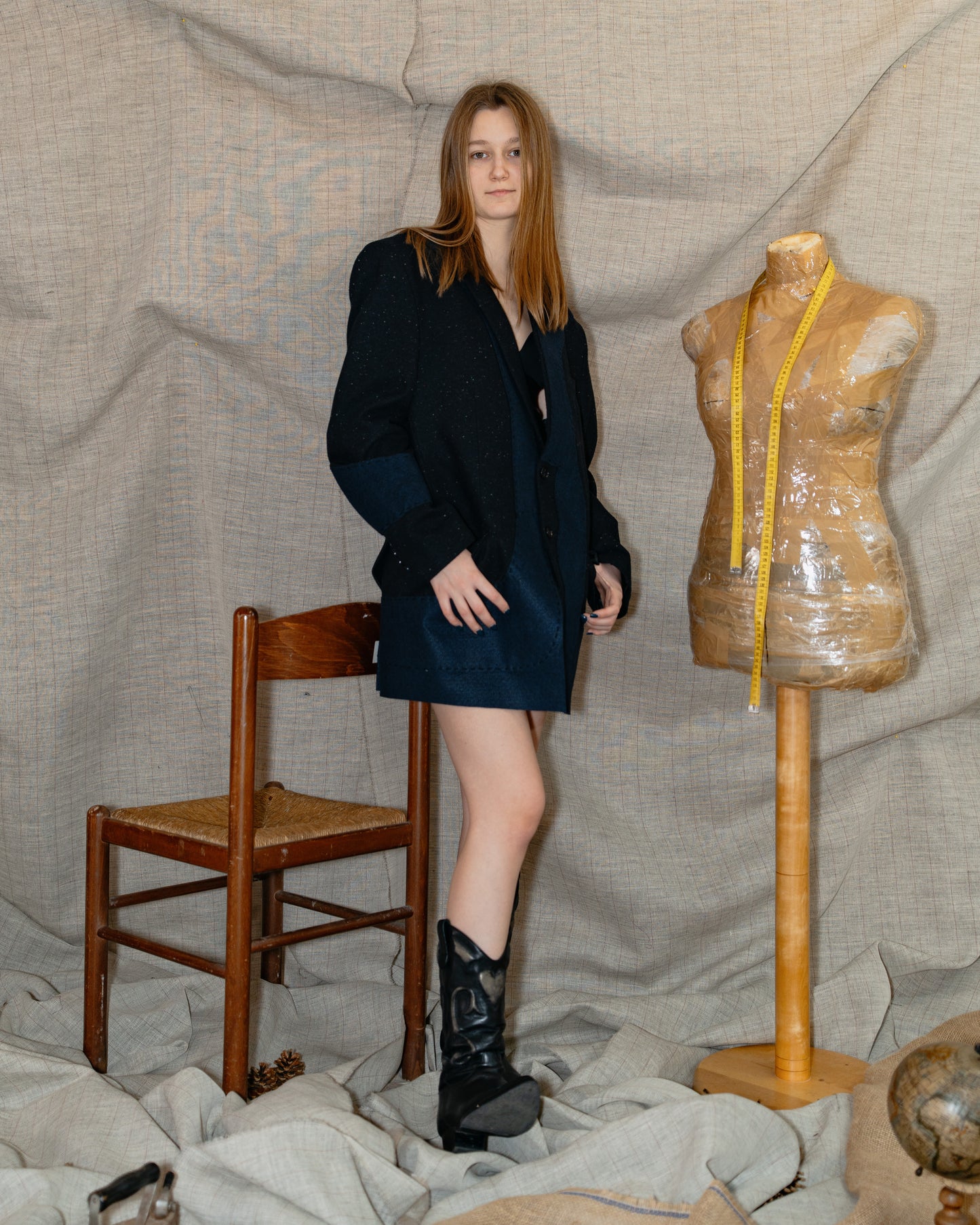 Dark Blue Patched Jacket