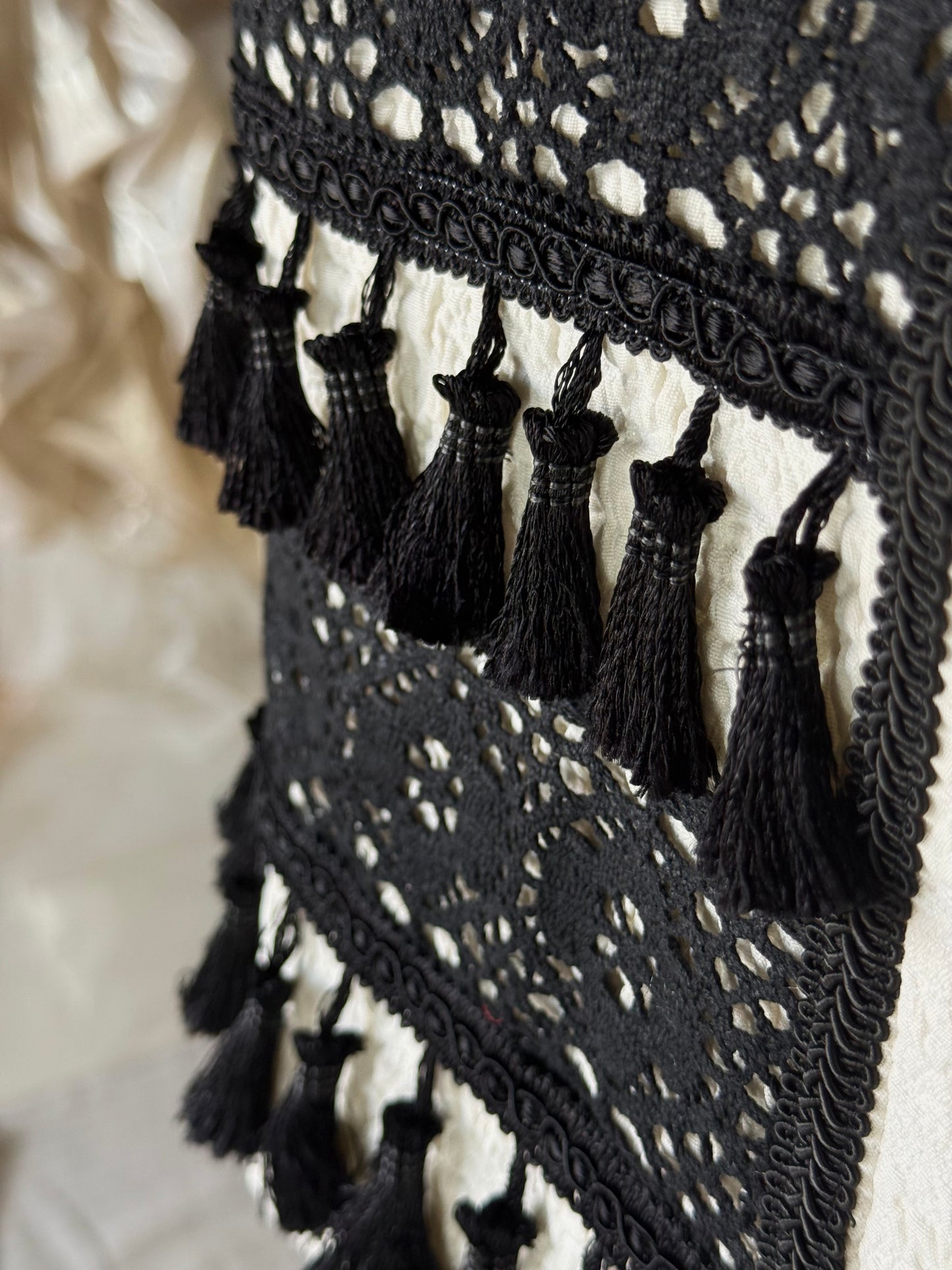 Ivory Vest with Black Embroidery