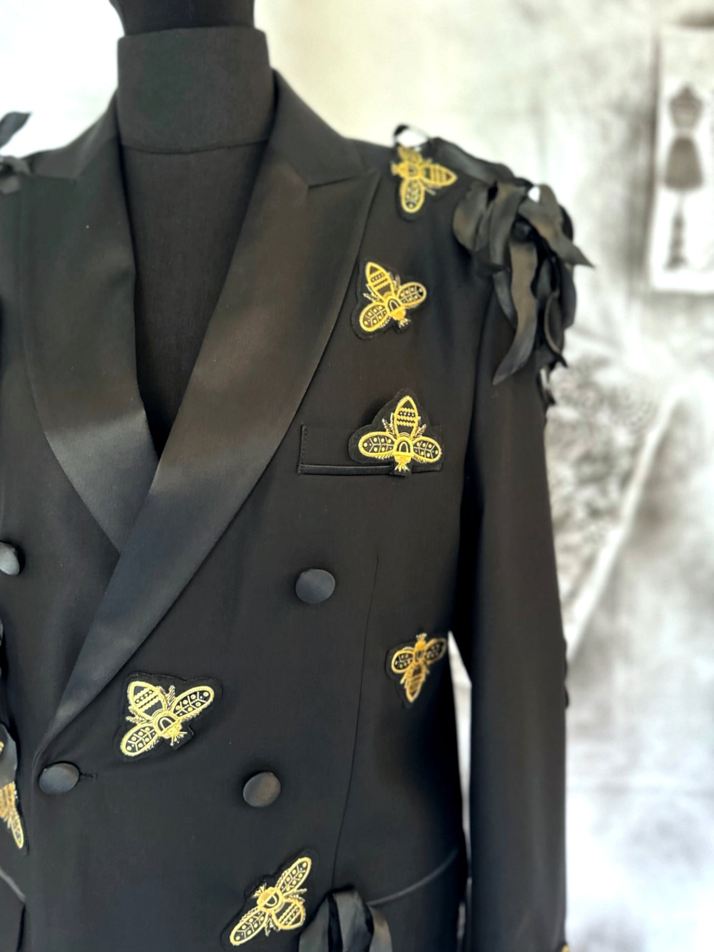 Puzzle Golden Bee Blazer With Fringe Details