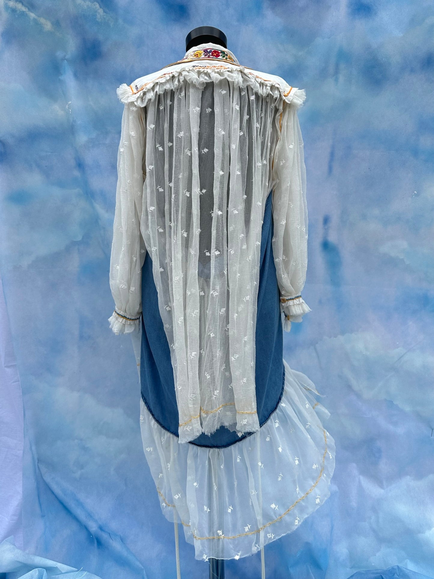 "Dor" White Dress With Multicoloured Embroidery