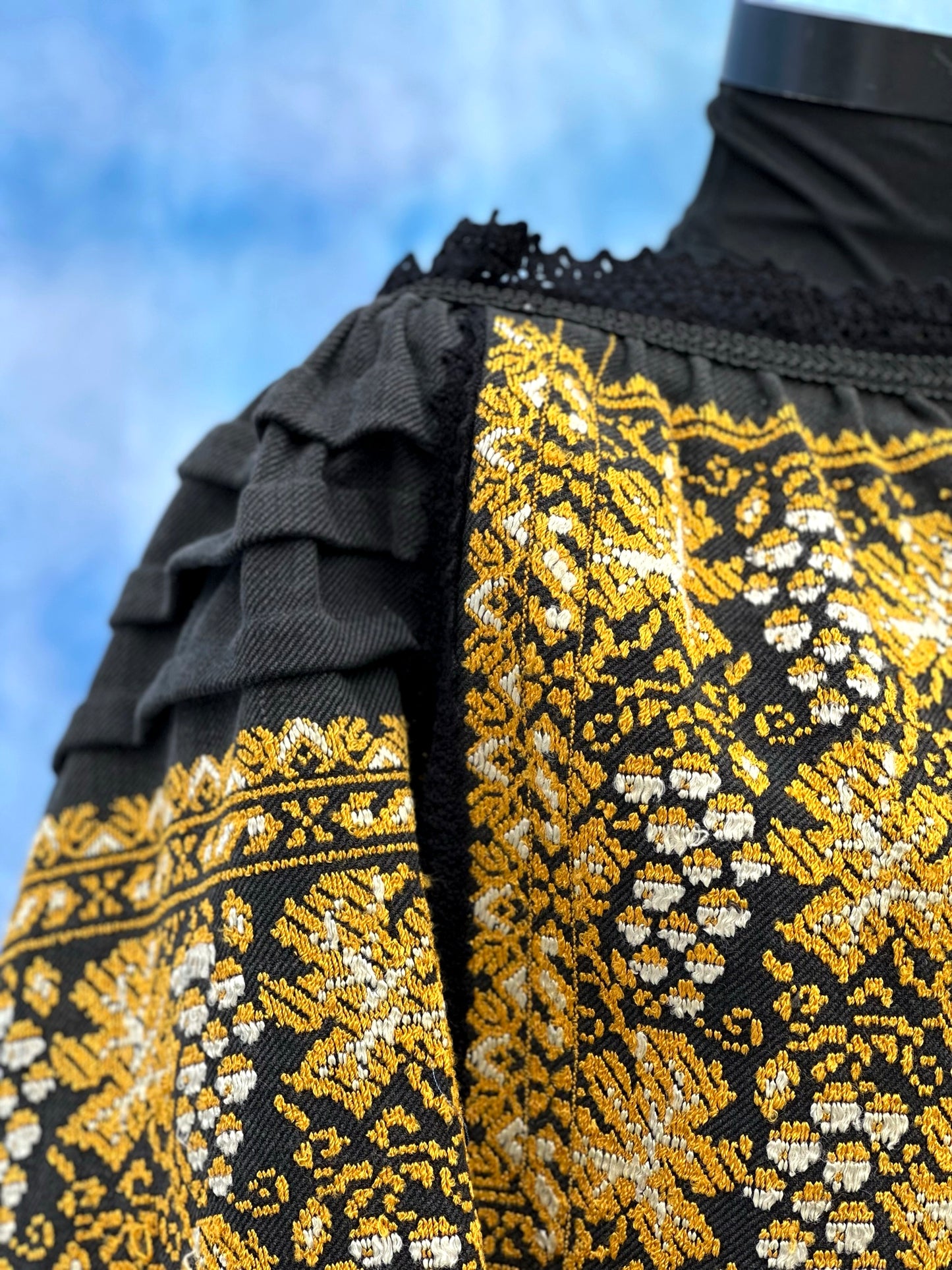 "Dor" Black and Yellow Traditional Romanian Blouse