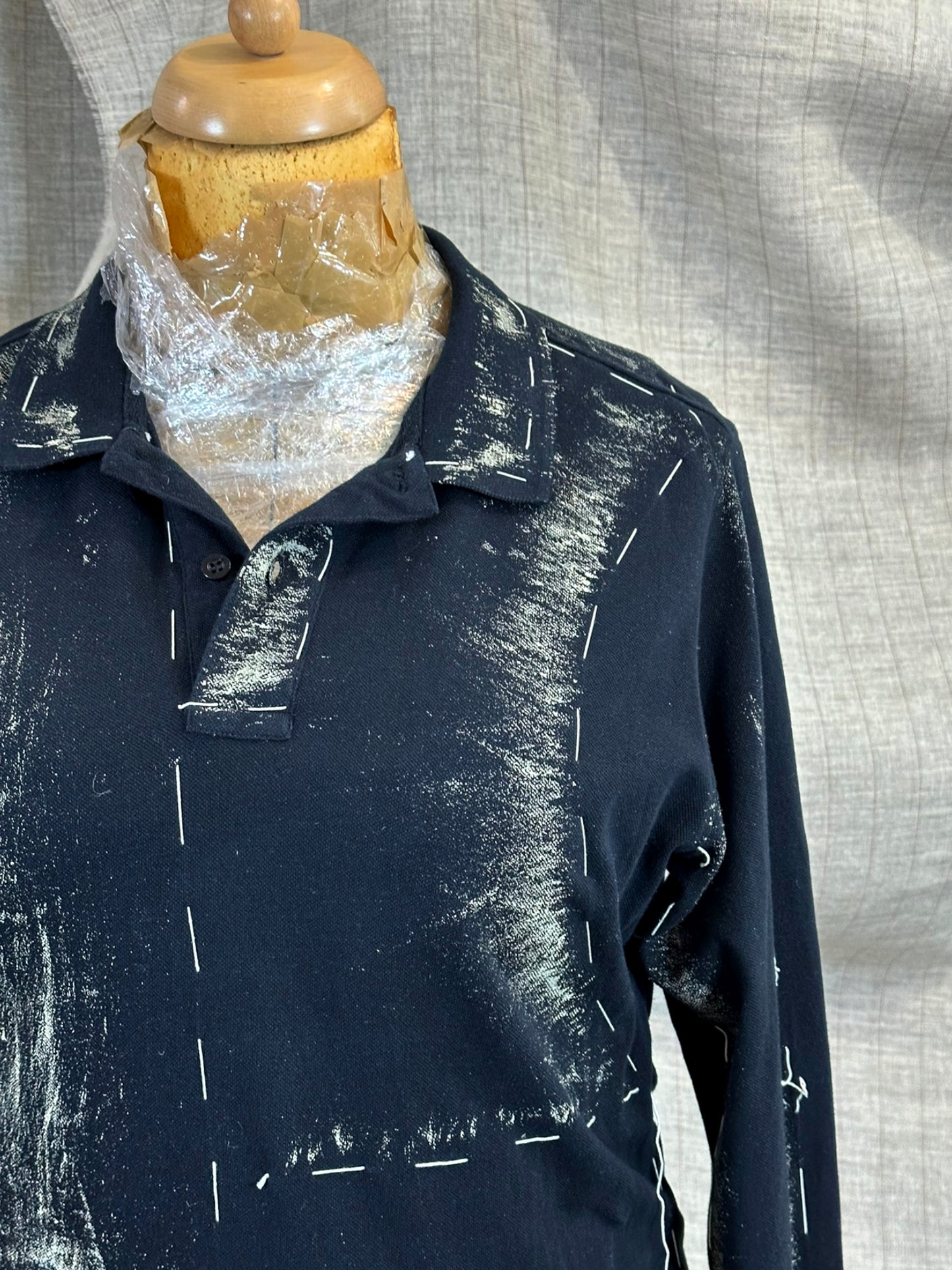 Hand-painted Polo Shirt With Decorative Threads
