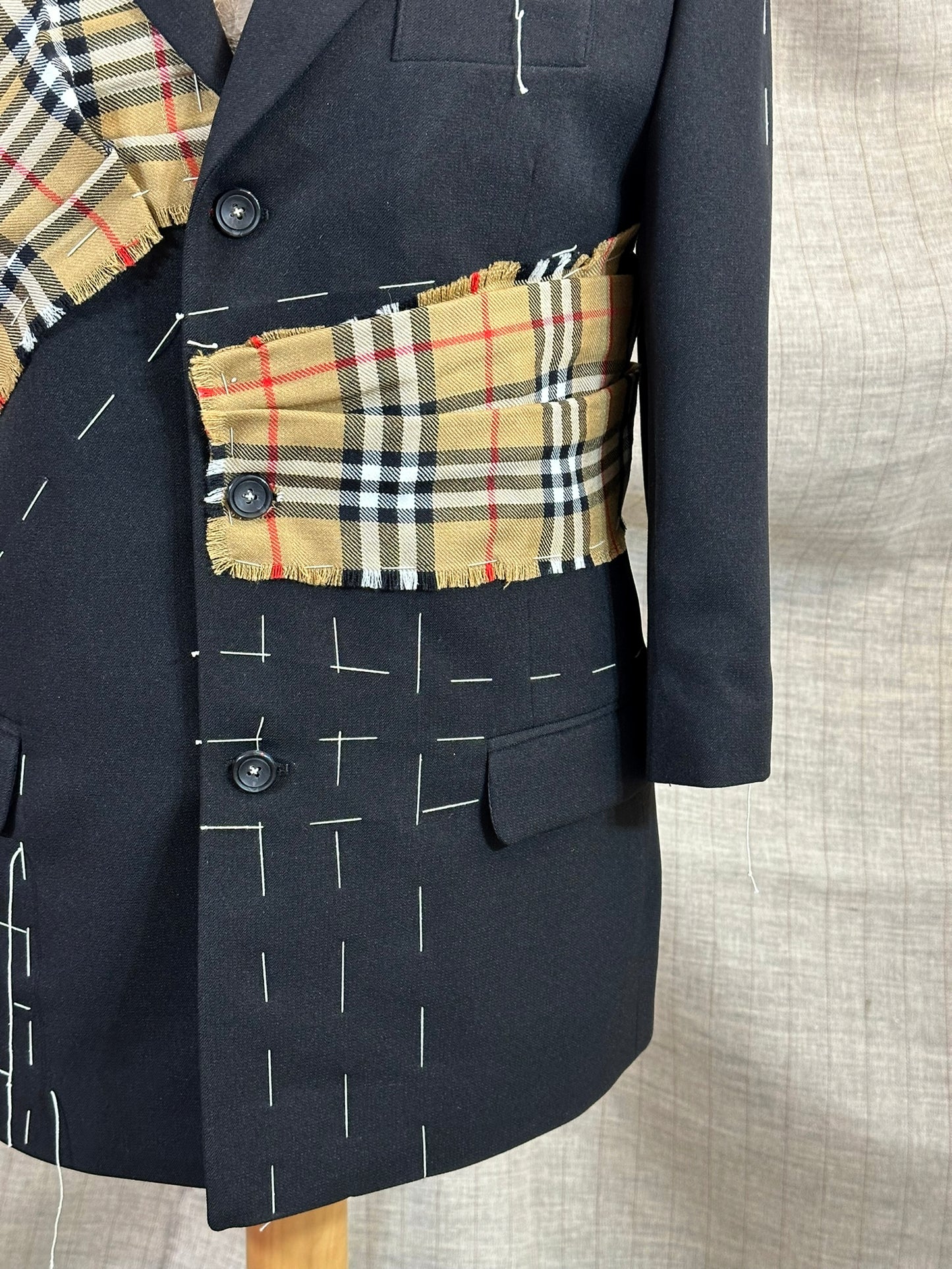 Black Jacket With Plaid Details