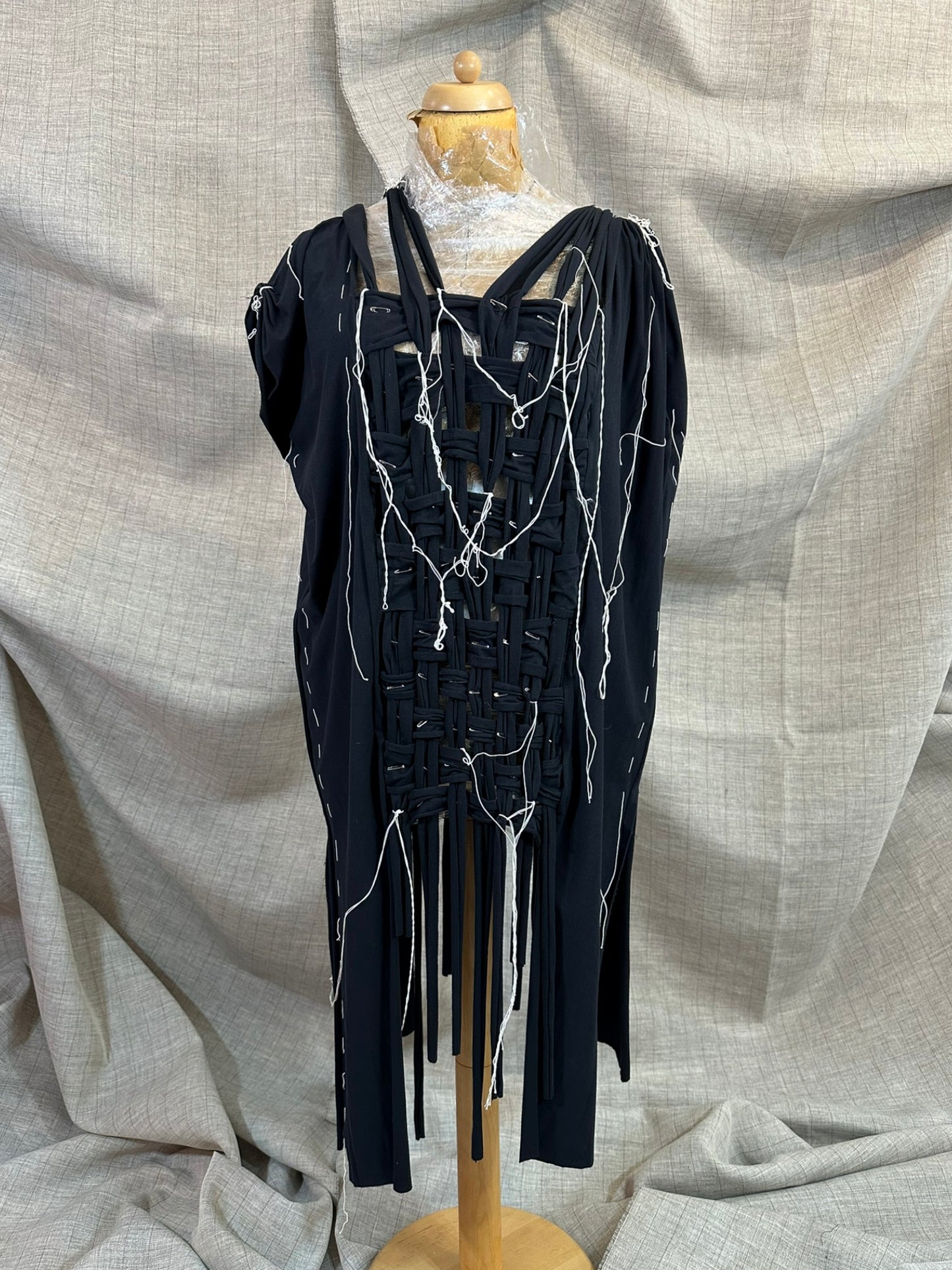 Woven Jersey Blouse With Handmade Threads