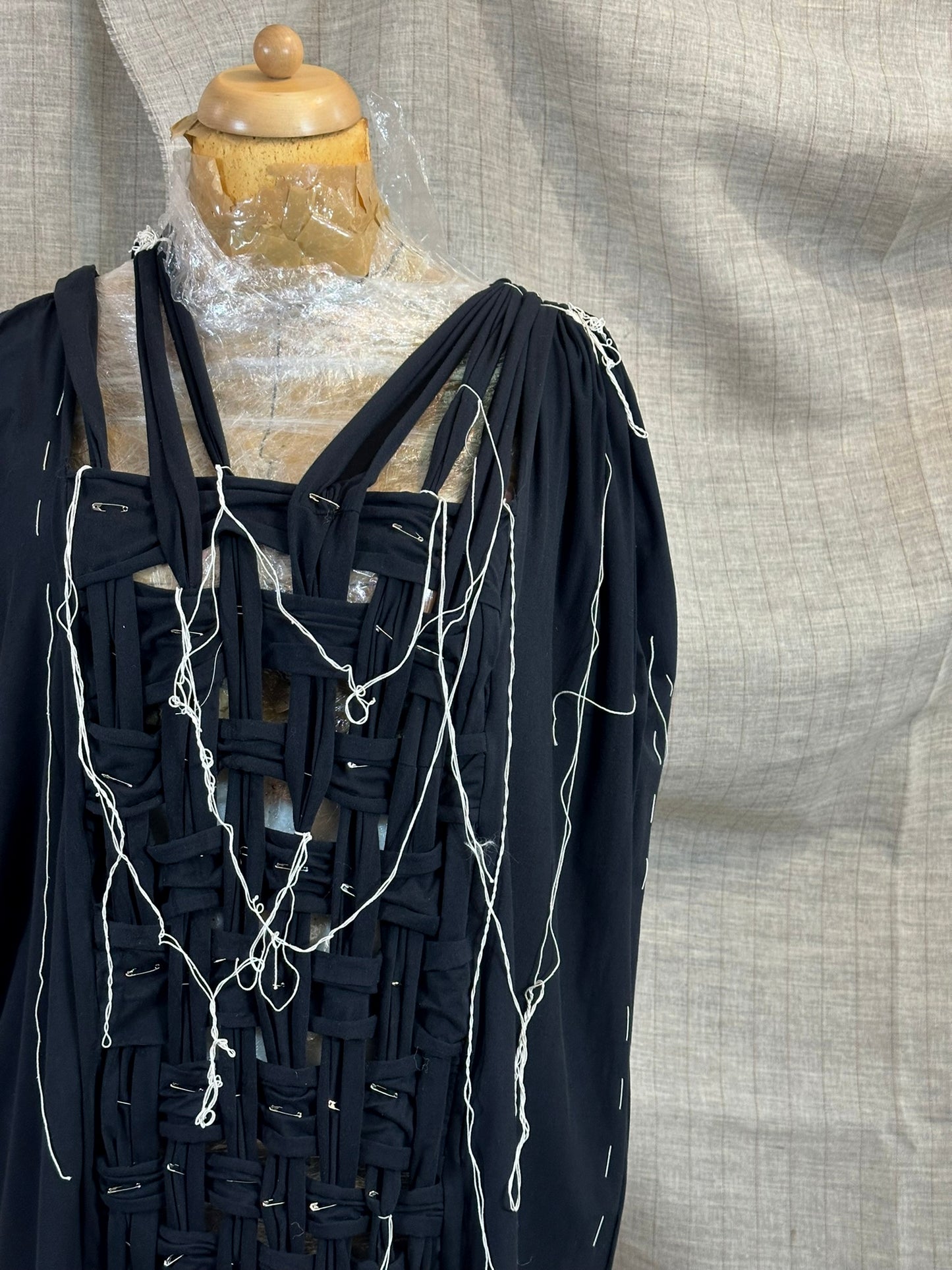 Woven Jersey Blouse With Handmade Threads
