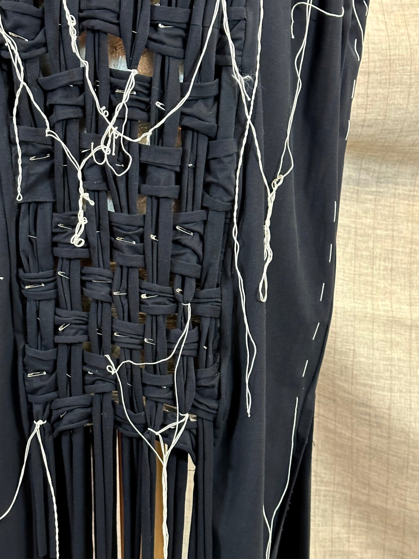 Woven Jersey Blouse With Handmade Threads