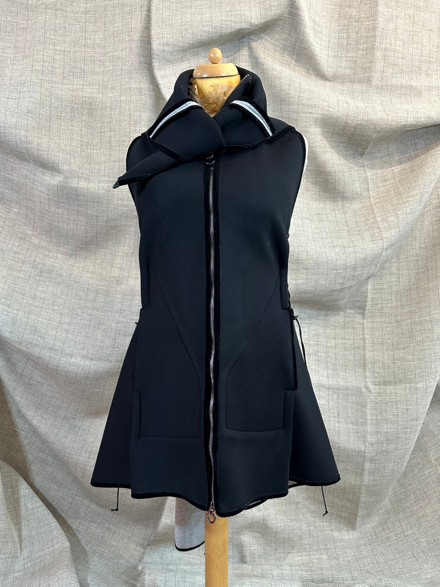 Black and Grey Asymmetrical Vest