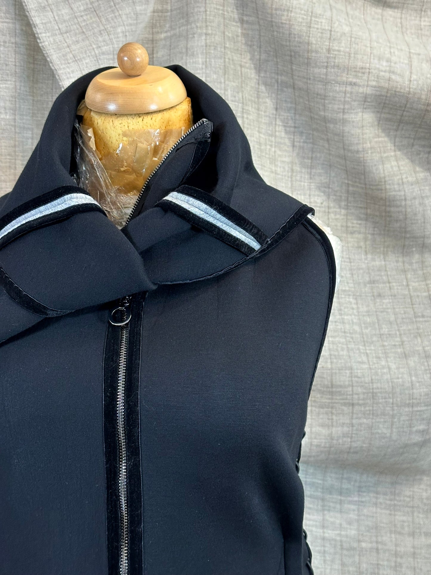 Black and Grey Asymmetrical Vest