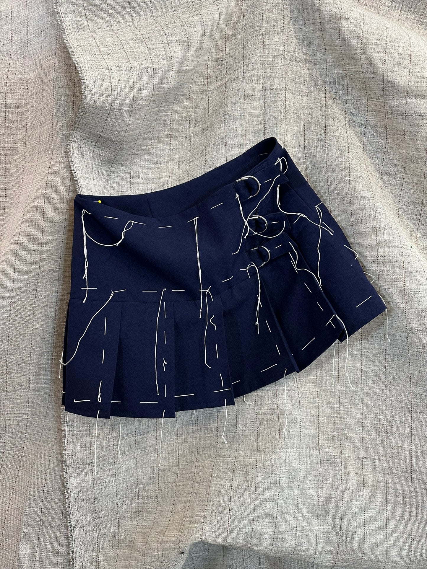 Pleated Mini Skirt With Decorative Threads