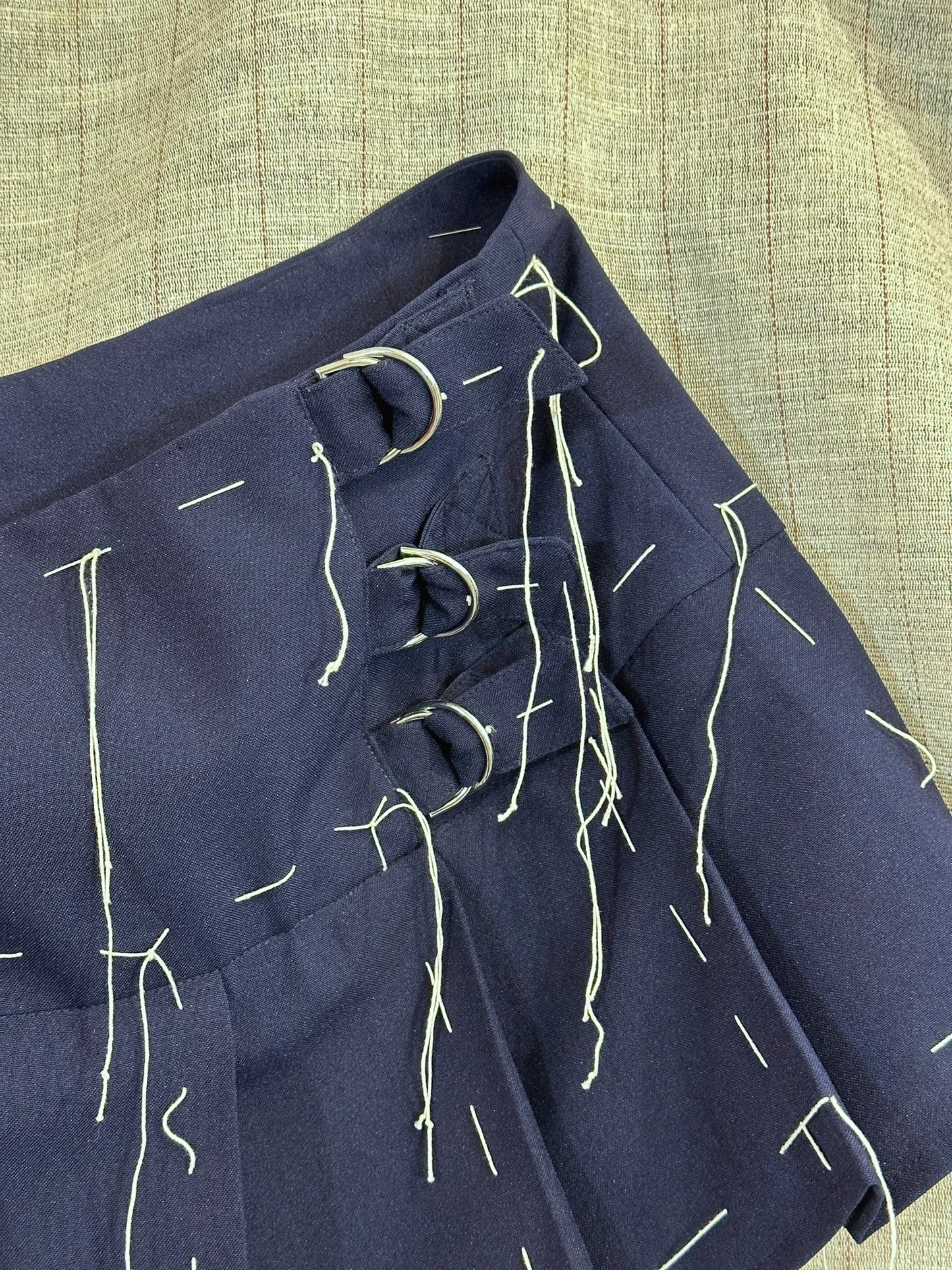 Pleated Mini Skirt With Decorative Threads