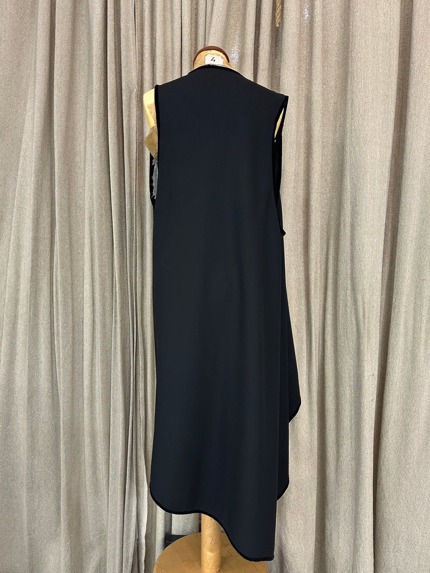 Black Asymmetrical Vest With Oversized Pockets