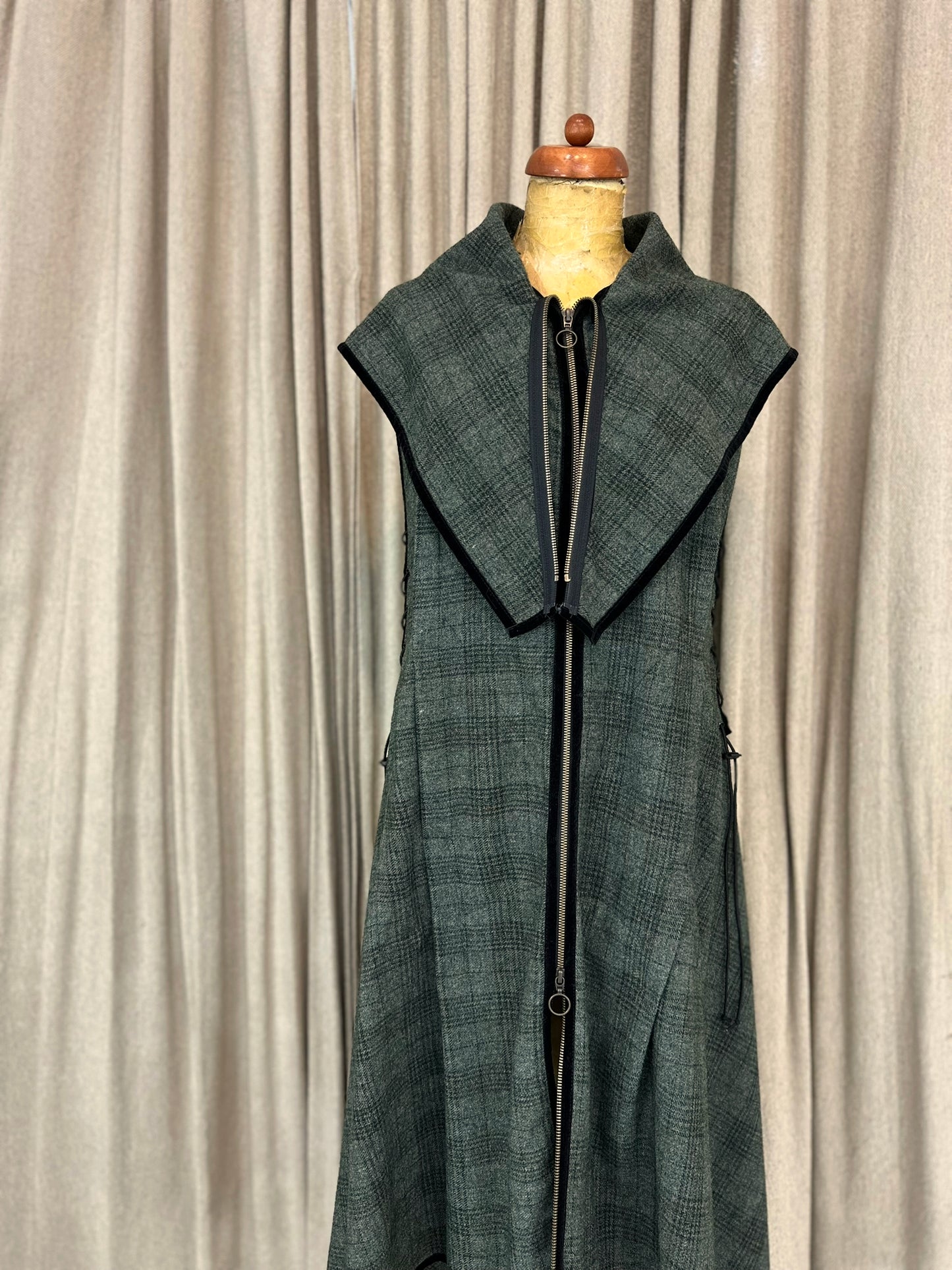 Green Checkered Adjustable Vest