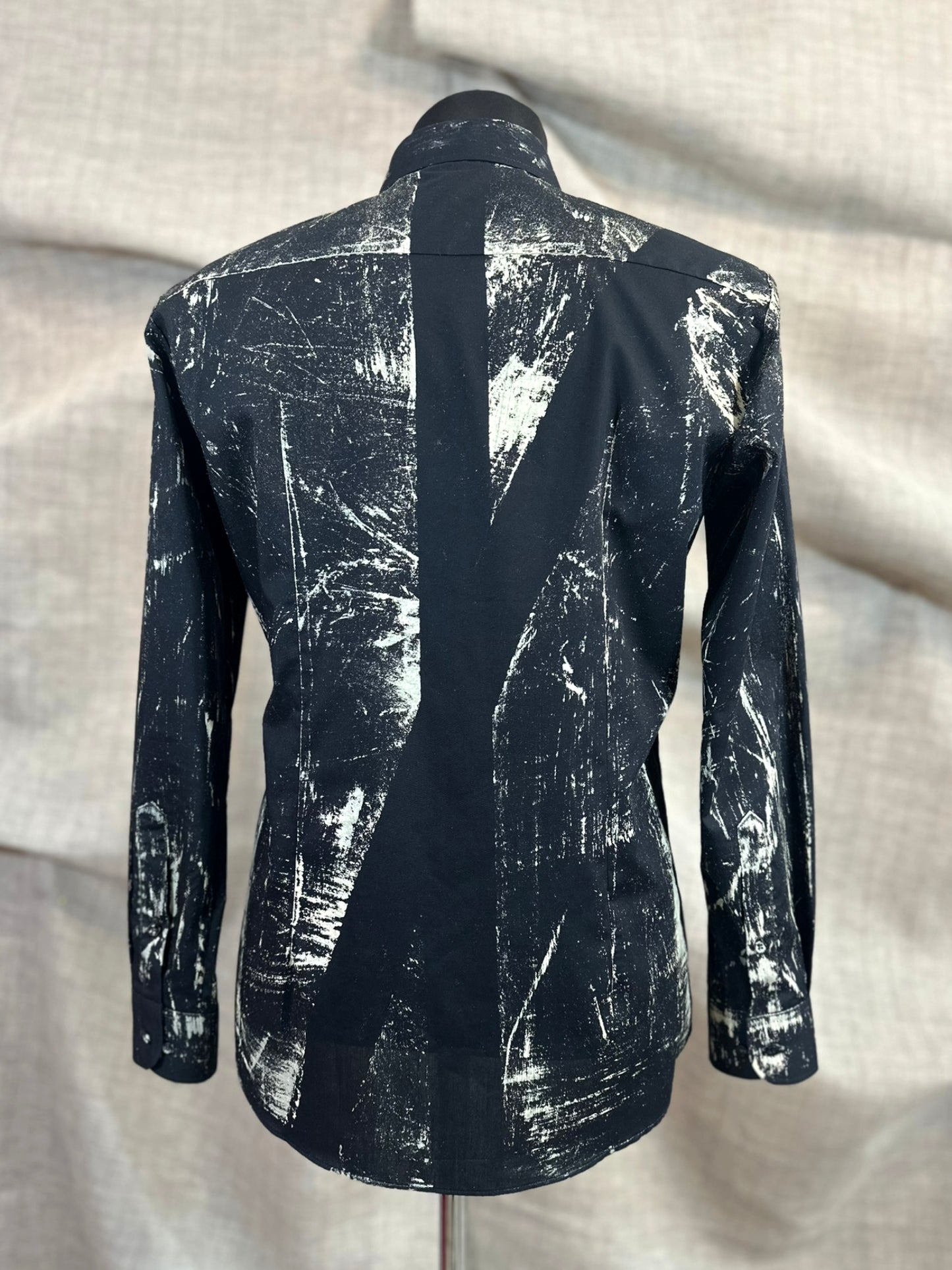 Black Shirt With Beige Hand-Painted Design