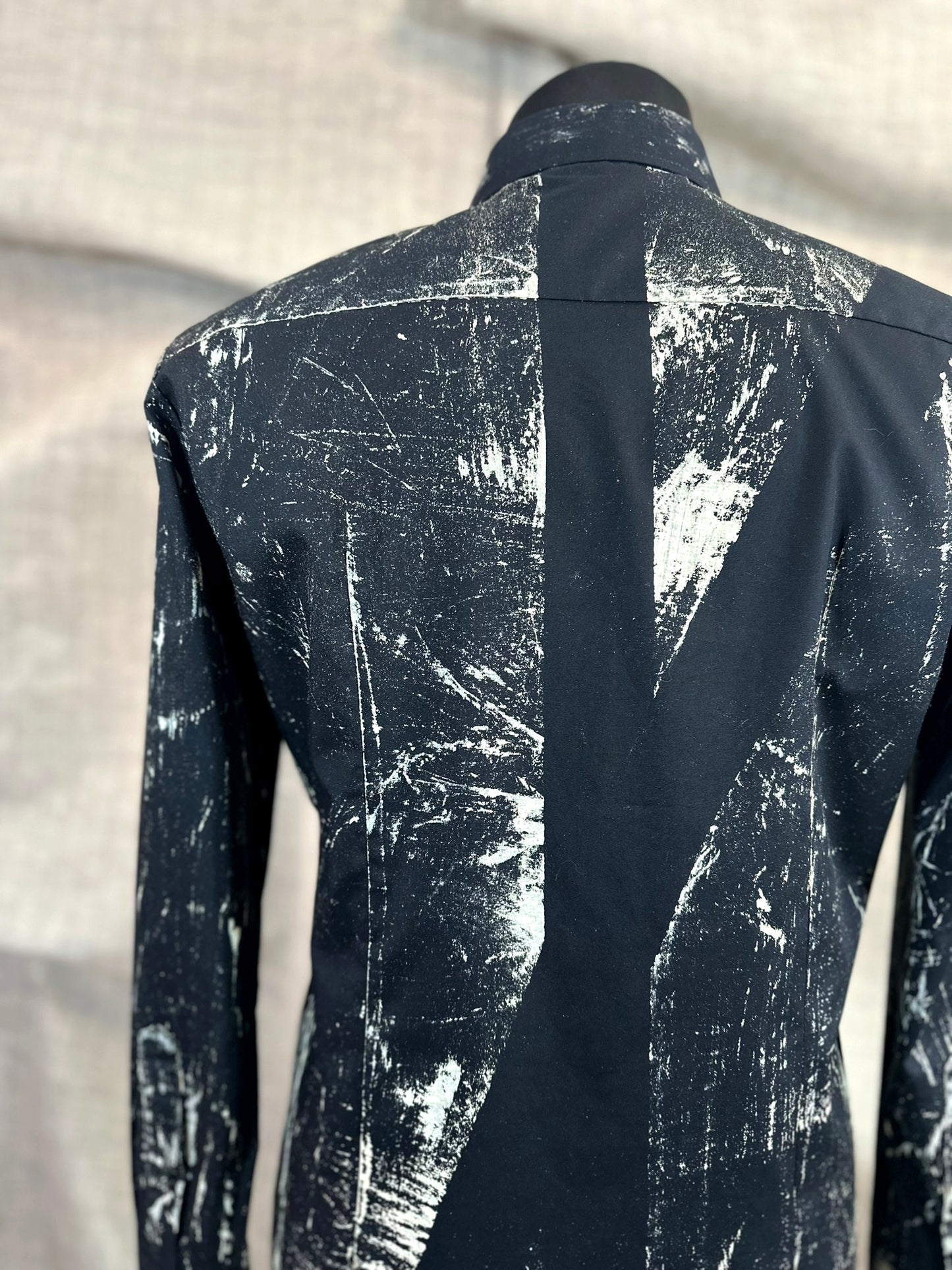 Black Shirt With Beige Hand-Painted Design