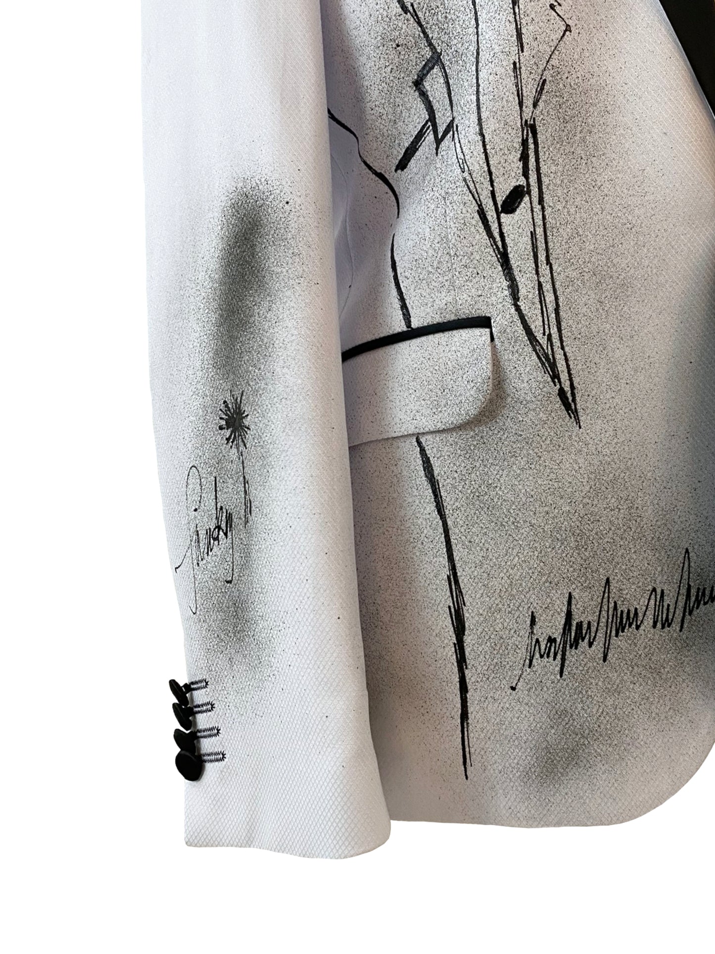 Unisex White Jacket with Handpainted Details
