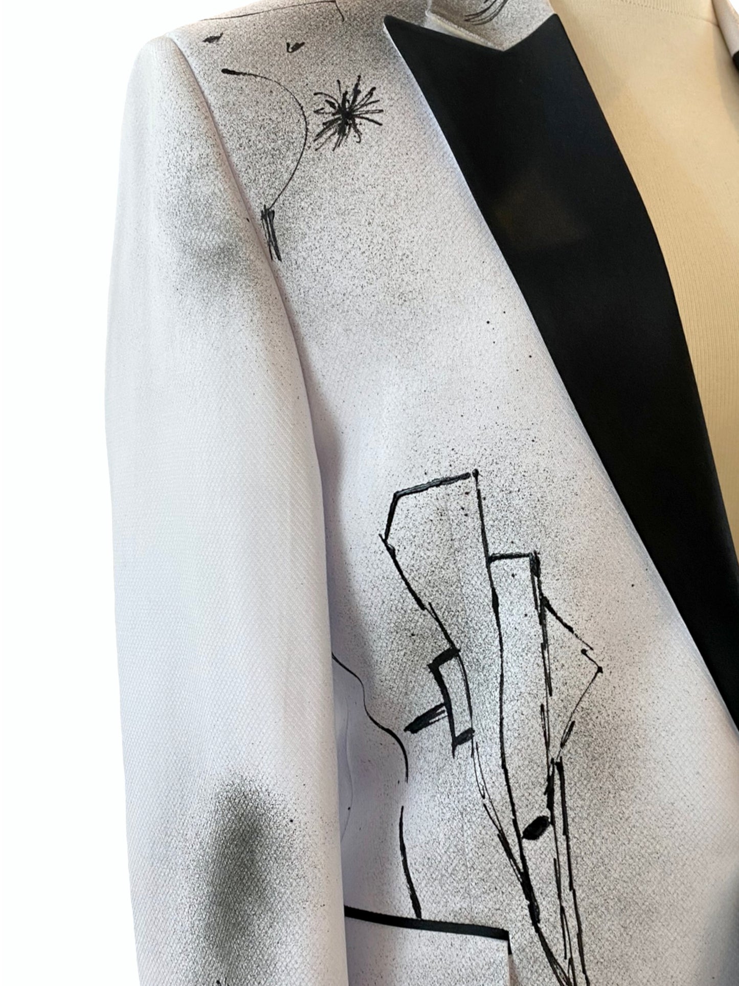 Unisex White Jacket with Handpainted Details