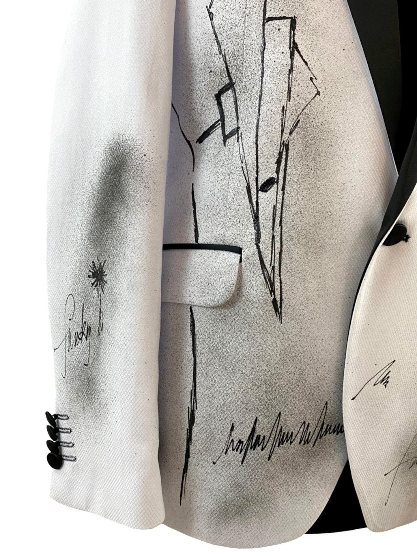 Unisex White Jacket with Handpainted Details