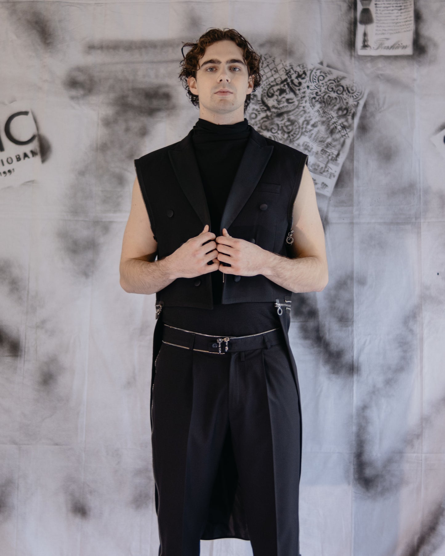 Puzzle Tailcoat With Metalic Zippers