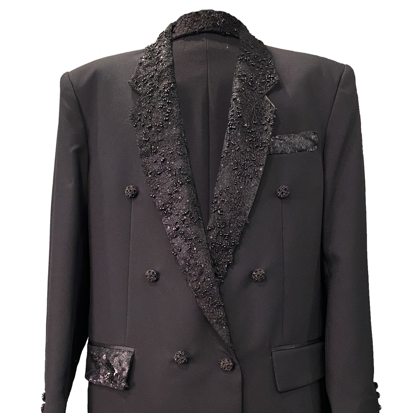 Unisex Black Jacket With Sequined Details
