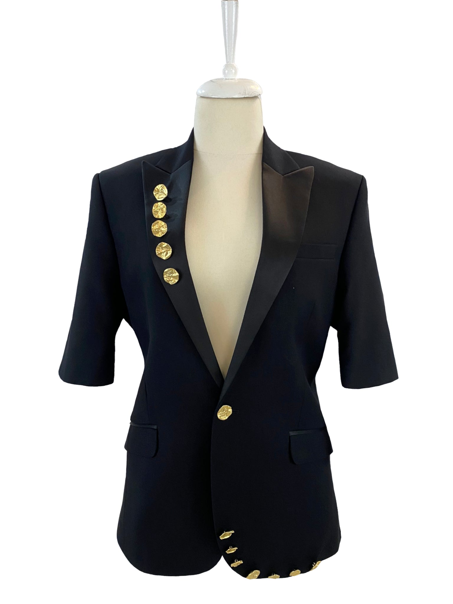 Black jacket with gold 2025 buttons