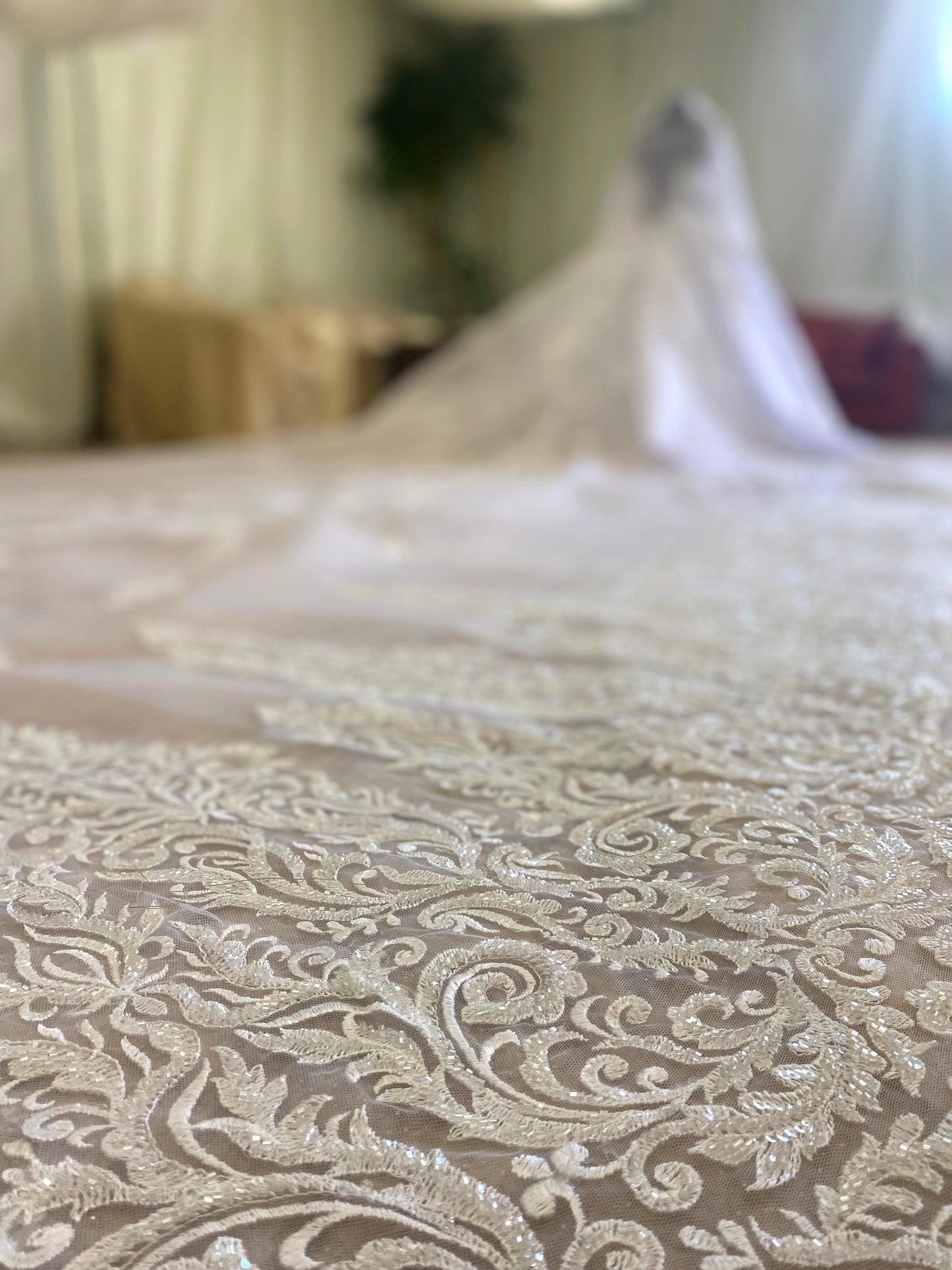 White Wedding Dress With Silver Details