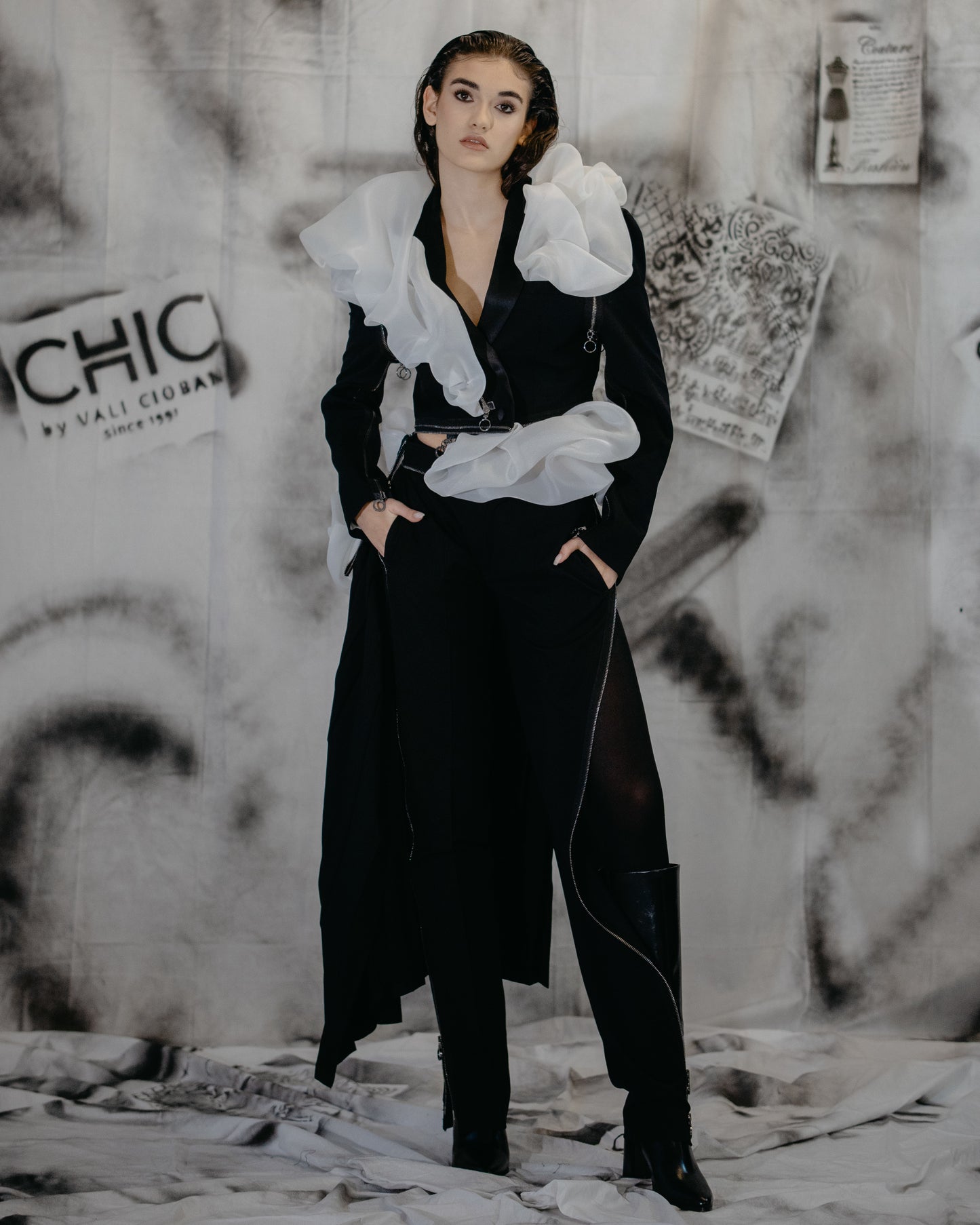 Puzzle Smoking Jacket With Organza