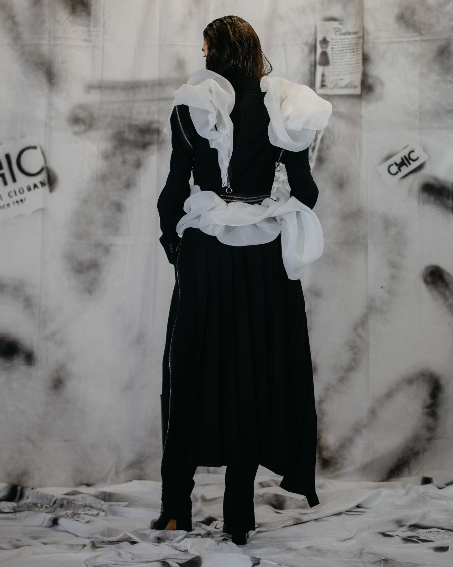 Puzzle Smoking Jacket With Organza
