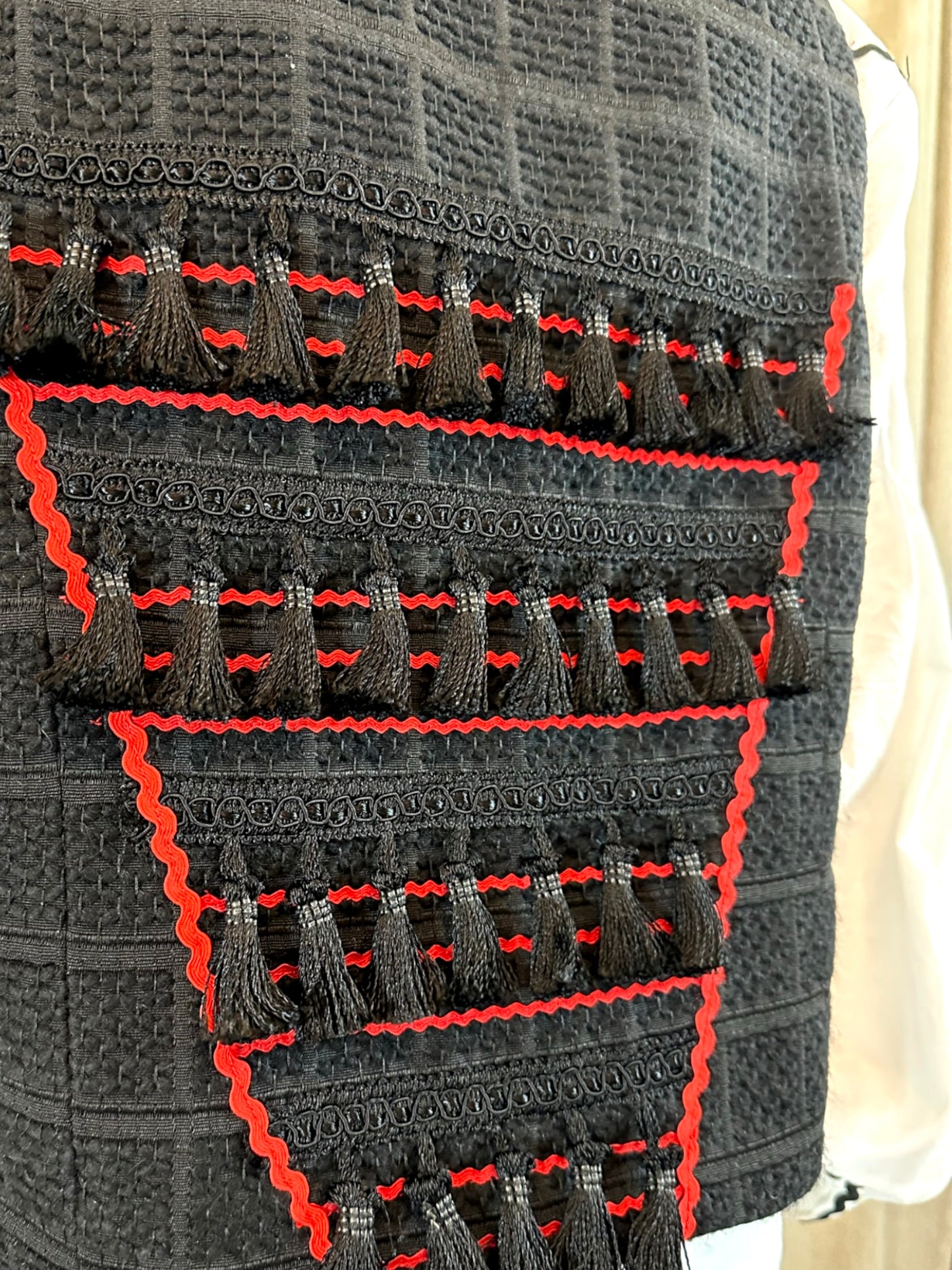 Romanian Folklore Inspired Vest - Black & Red