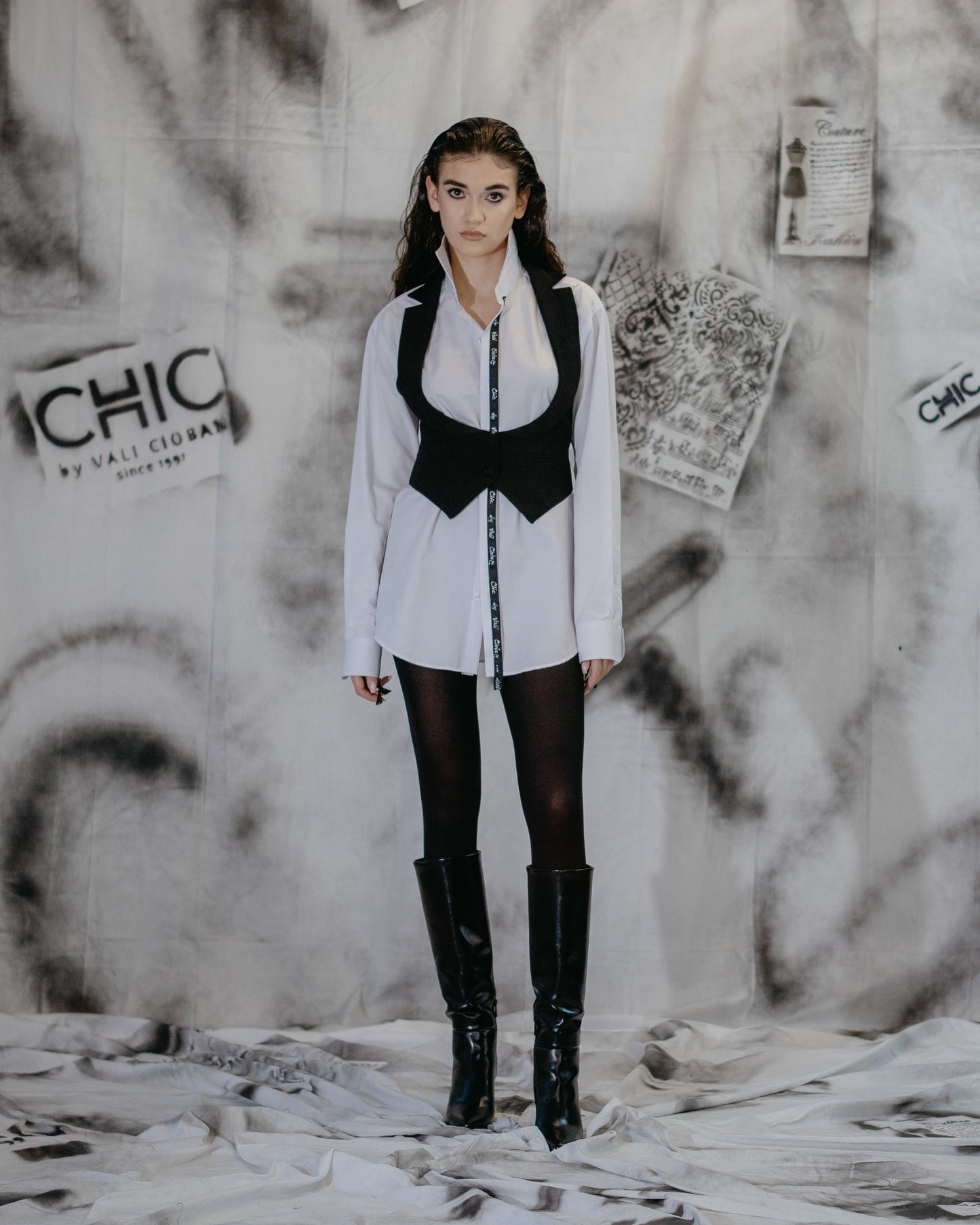 Black Vest With Round Collar