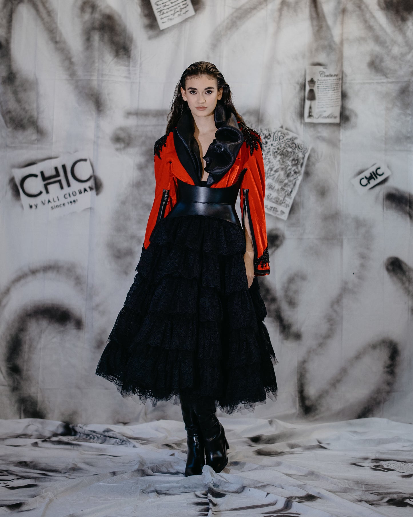 Puzzle Layered Black Lace Skirt