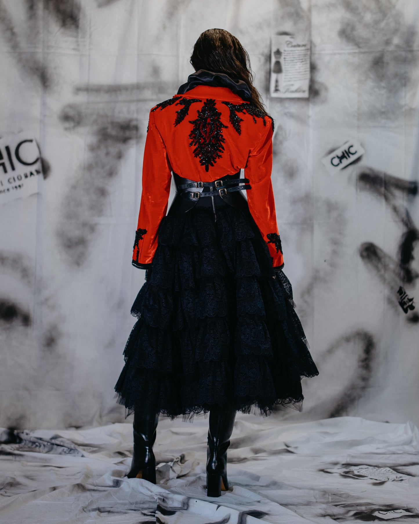 Puzzle Layered Black Lace Skirt