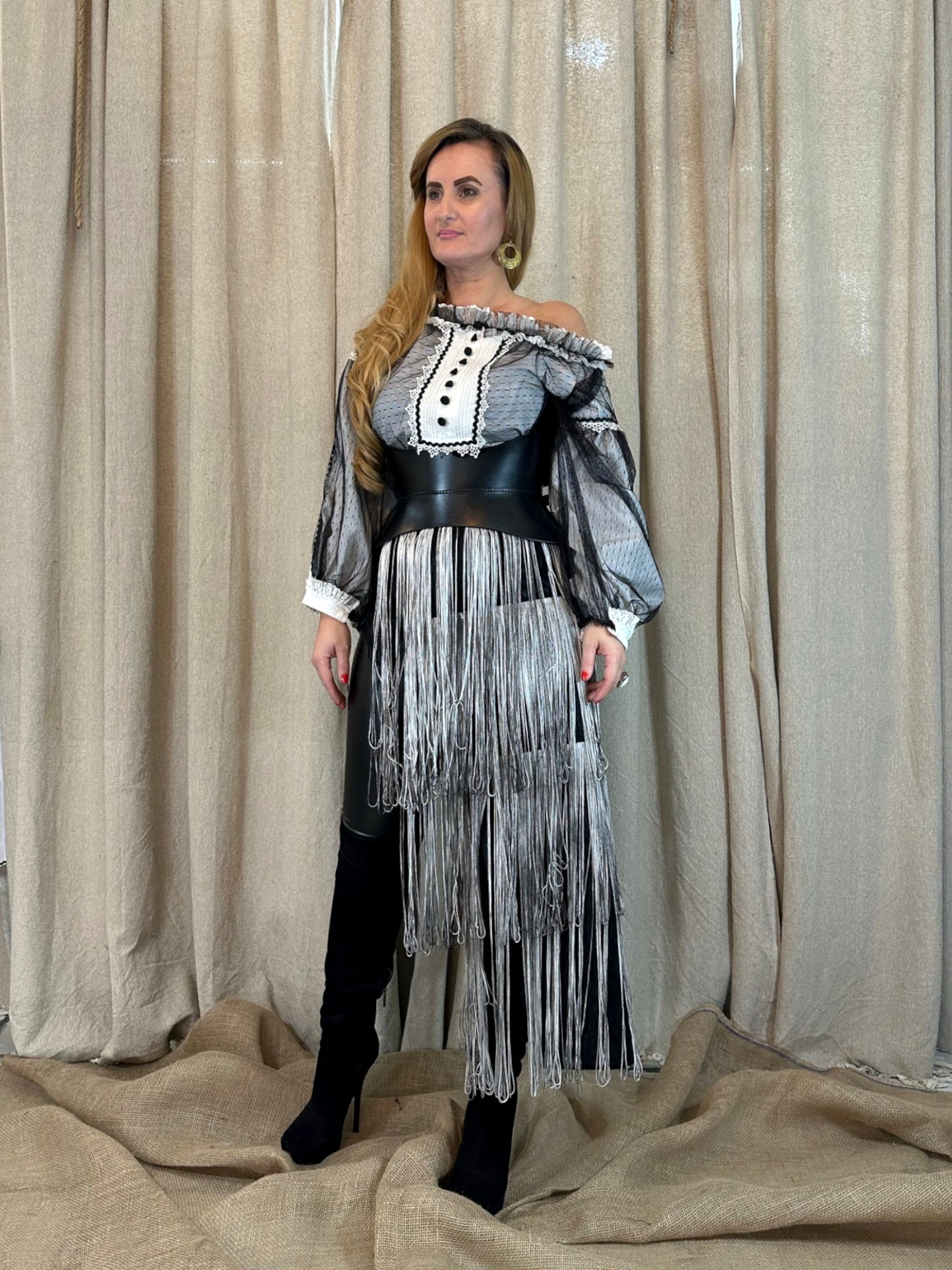 Silver Fringe Half-Skirt