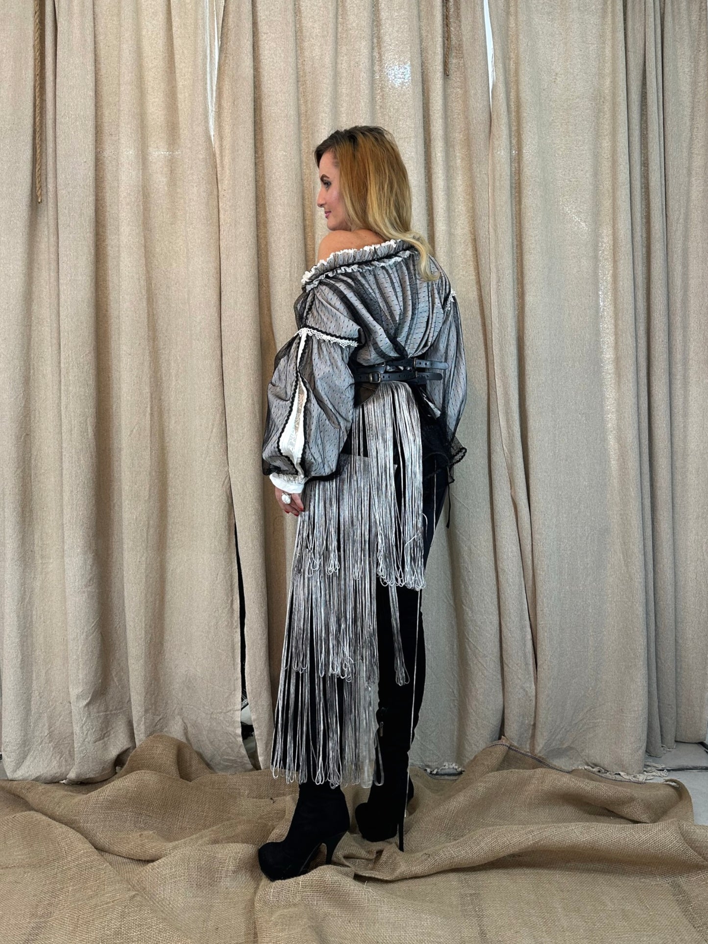Silver Fringe Half-Skirt