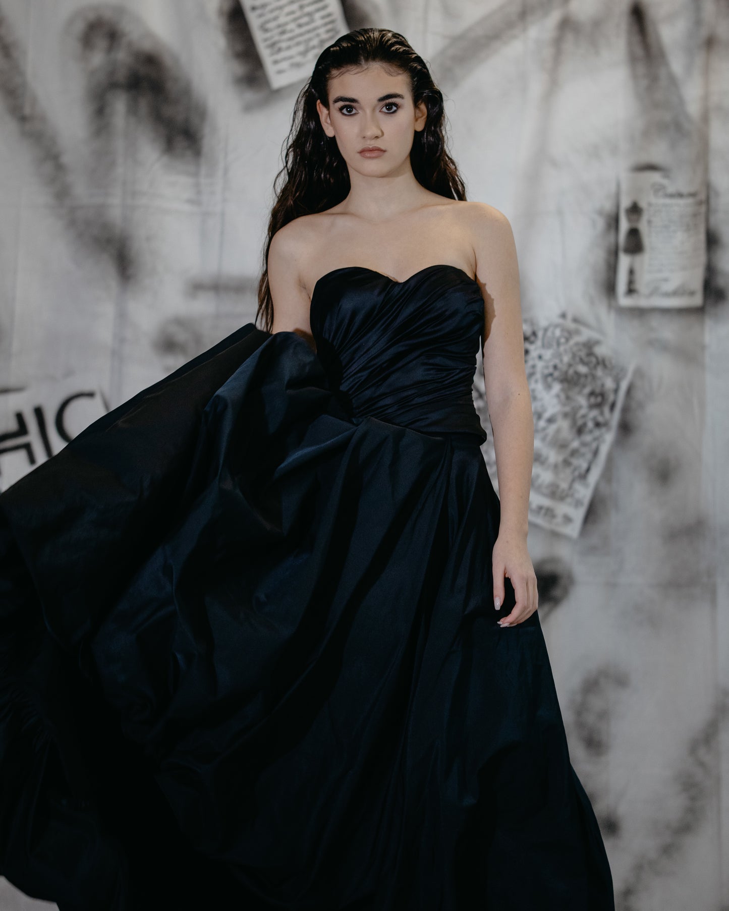 Puzzle Taffeta Draped Corset