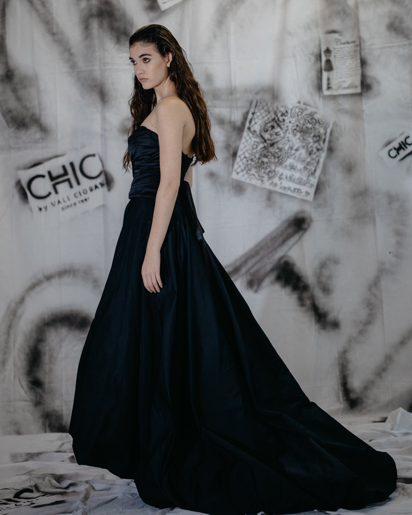 Puzzle Taffeta Asymmetrical Long Skirt